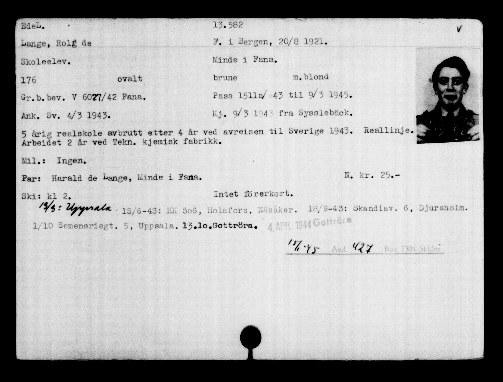 Den Kgl. Norske Legasjons Flyktningskontor, AV/RA-S-6753/V/Va/L0007: Kjesäterkartoteket.  Flyktningenr. 12700-15723, 1940-1945, s. 997