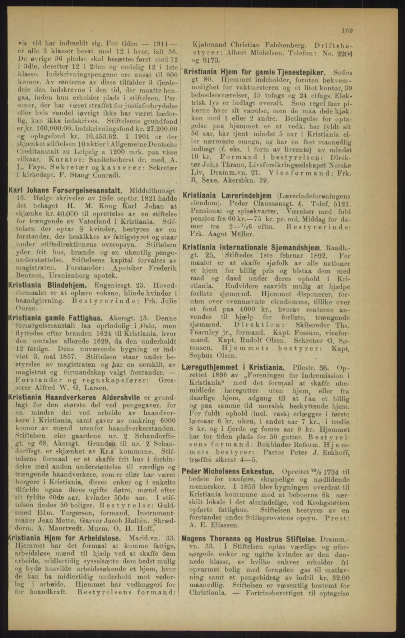 Kristiania/Oslo adressebok, PUBL/-, 1915, s. 169