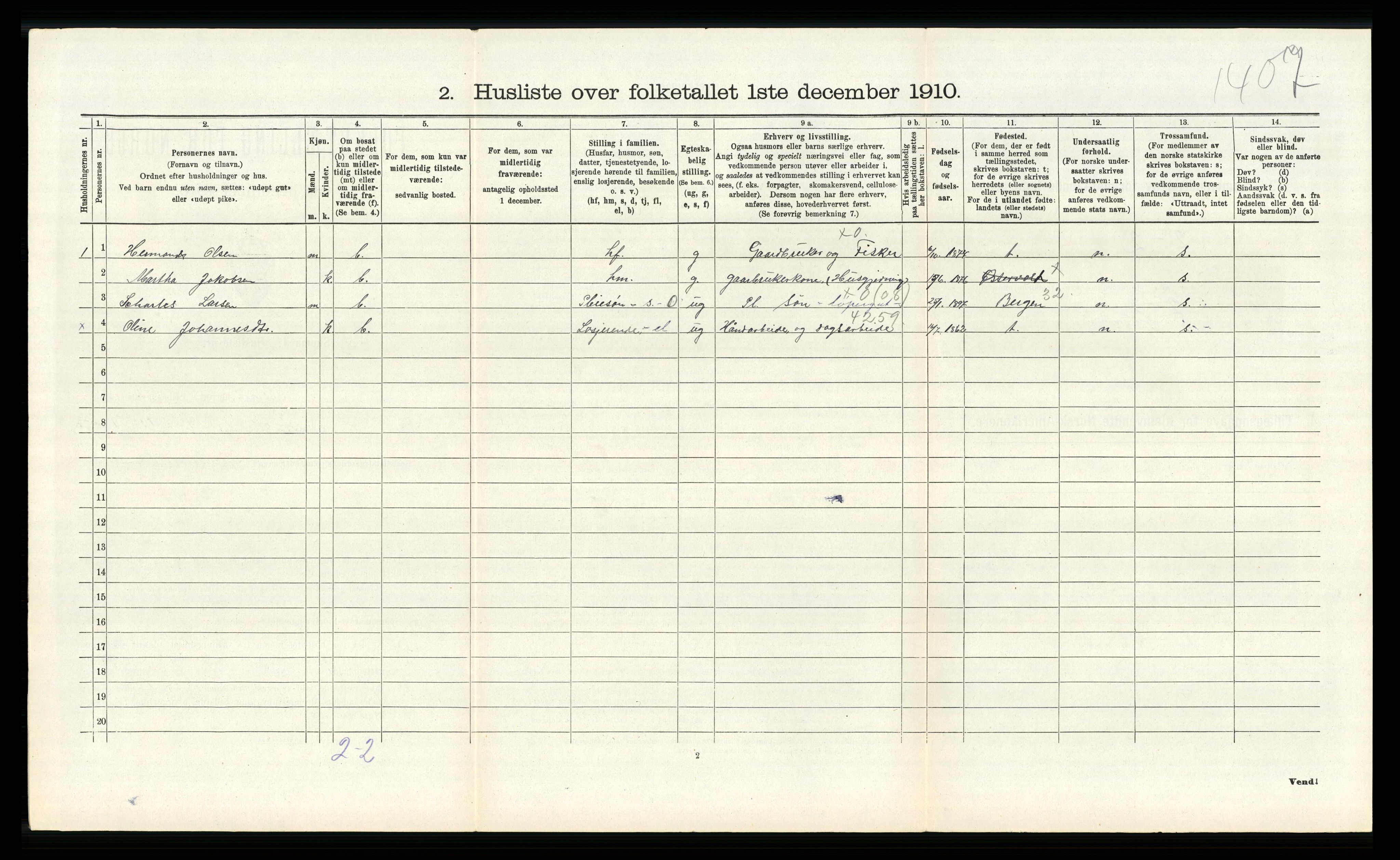 RA, Folketelling 1910 for 1222 Fitjar herred, 1910, s. 172