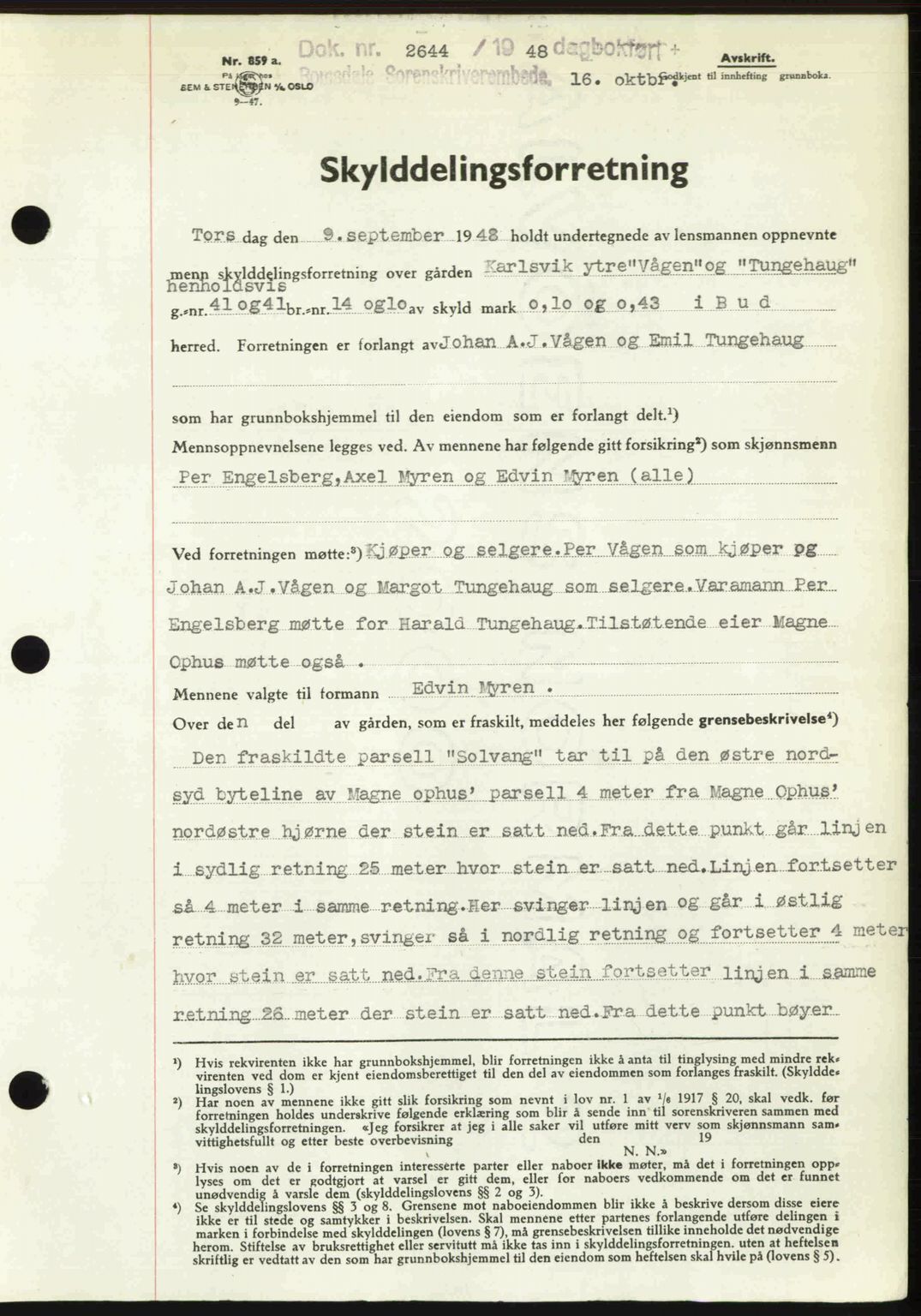 Romsdal sorenskriveri, SAT/A-4149/1/2/2C: Pantebok nr. A27, 1948-1948, Dagboknr: 2644/1948