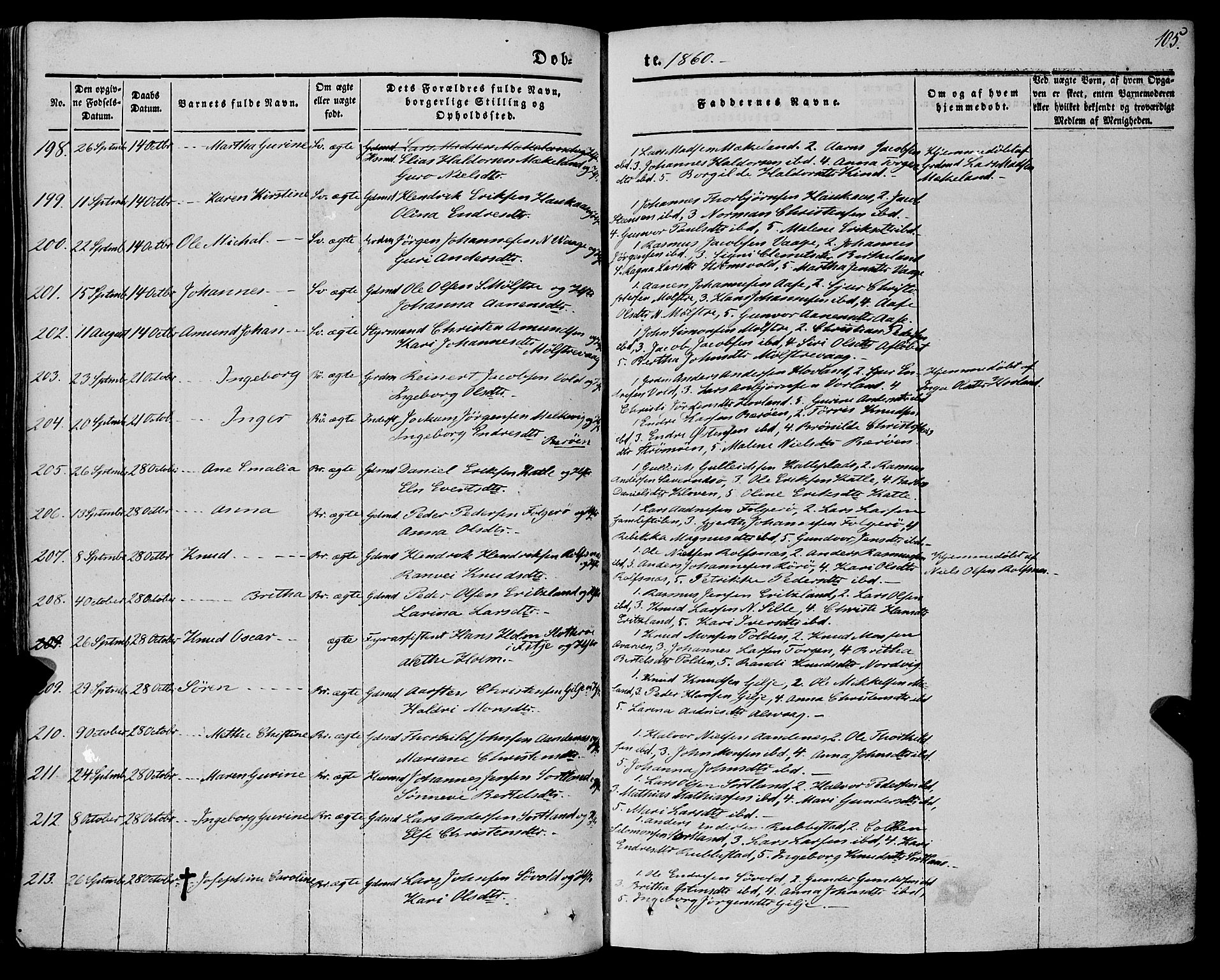 Finnås sokneprestembete, SAB/A-99925/H/Ha/Haa/Haaa/L0007: Ministerialbok nr. A 7, 1850-1862, s. 105