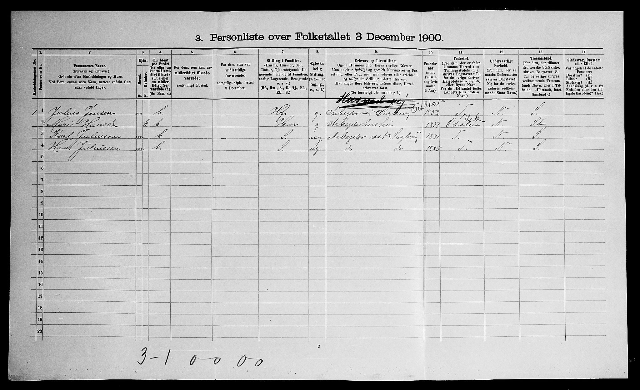 SAO, Folketelling 1900 for 0236 Nes herred, 1900