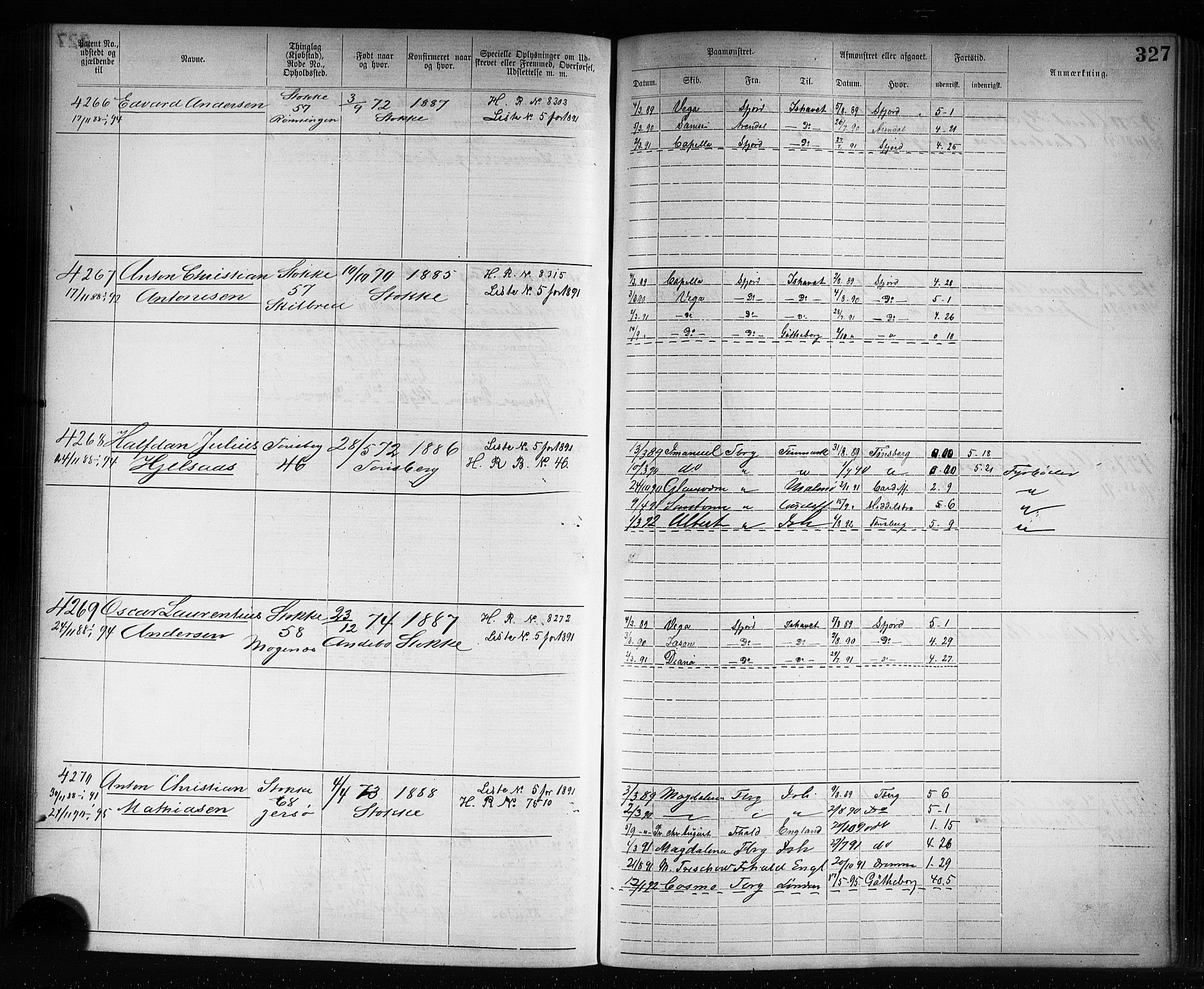 Tønsberg innrulleringskontor, AV/SAKO-A-786/F/Fb/L0007: Annotasjonsrulle Patent nr. 2636-5150, 1881-1892, s. 328