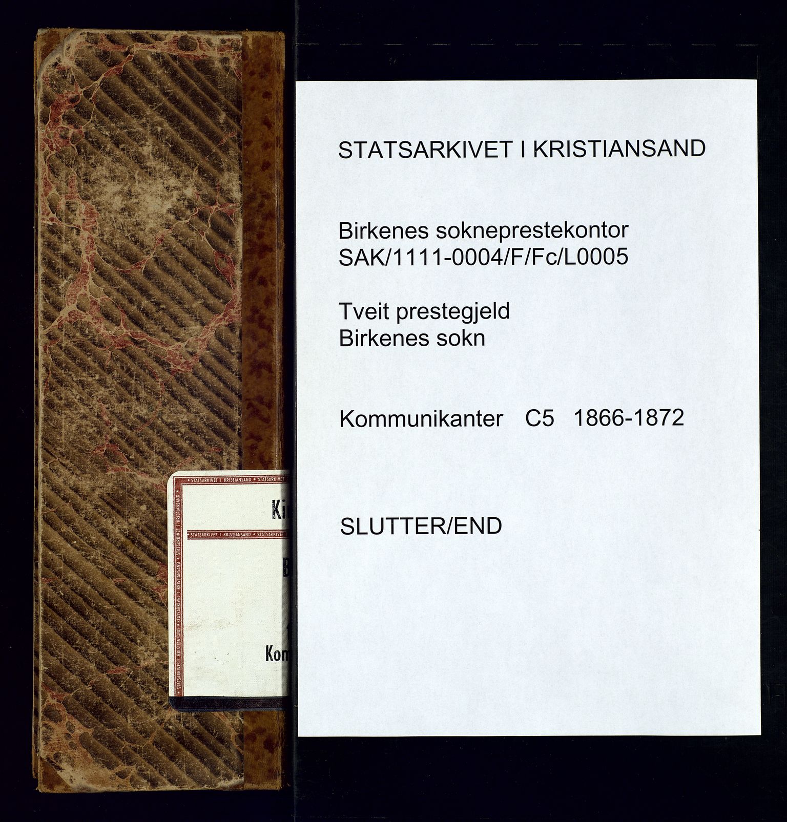 Birkenes sokneprestkontor, AV/SAK-1111-0004/F/Fc/L0005: Kommunikantprotokoll nr. C-5, 1866-1872