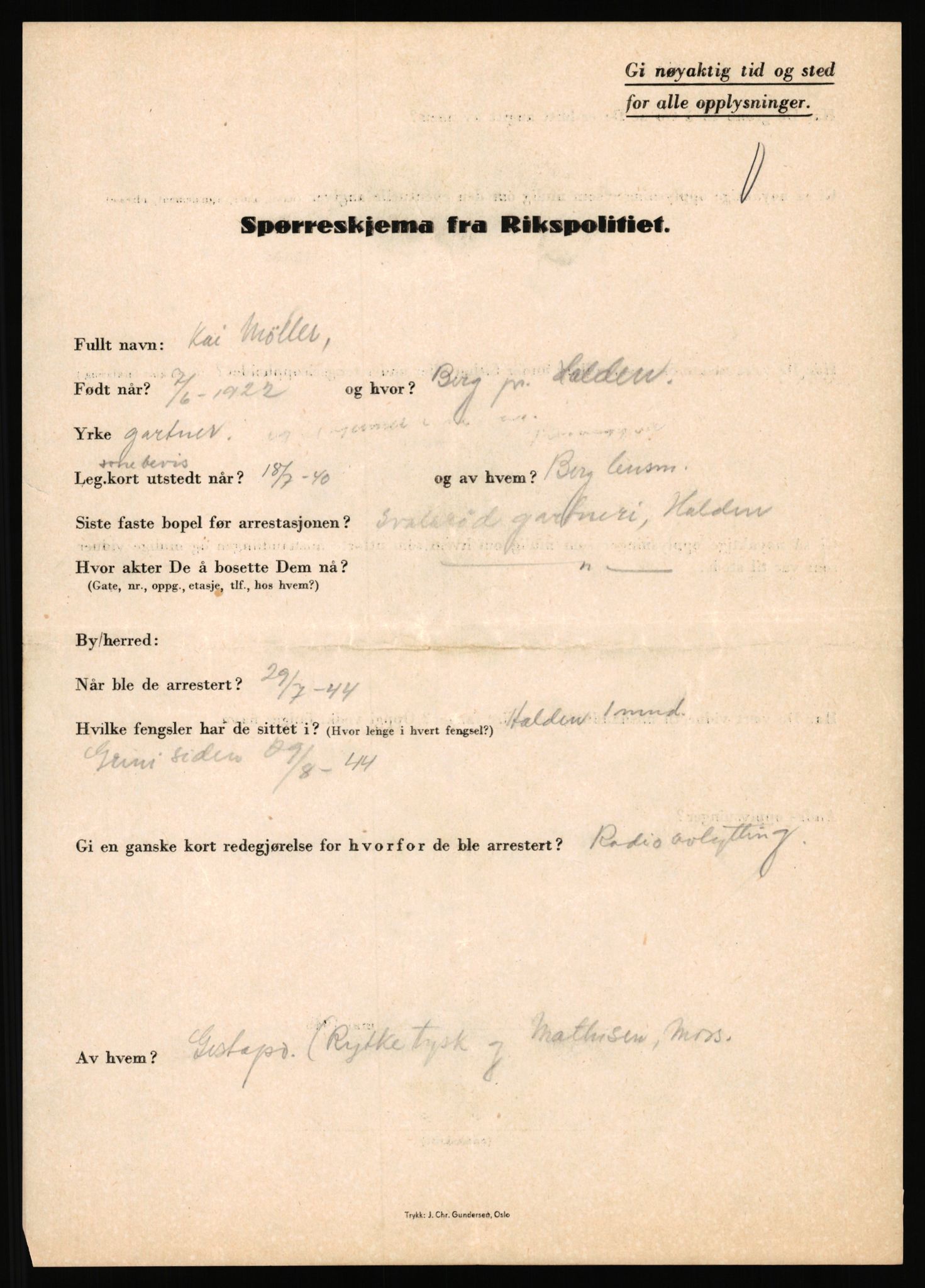 Rikspolitisjefen, AV/RA-S-1560/L/L0012: Mogensen, Øivind - Noraas, Lars, 1940-1945, s. 310