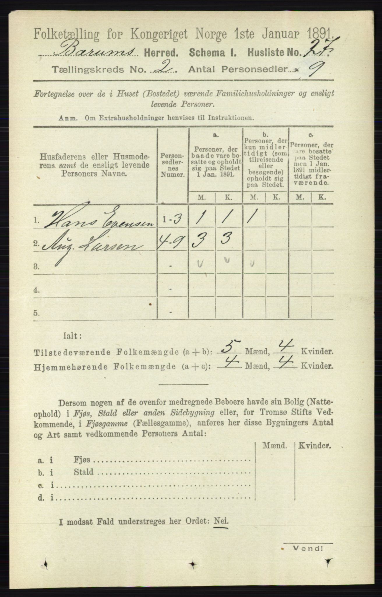 RA, Folketelling 1891 for 0219 Bærum herred, 1891, s. 982