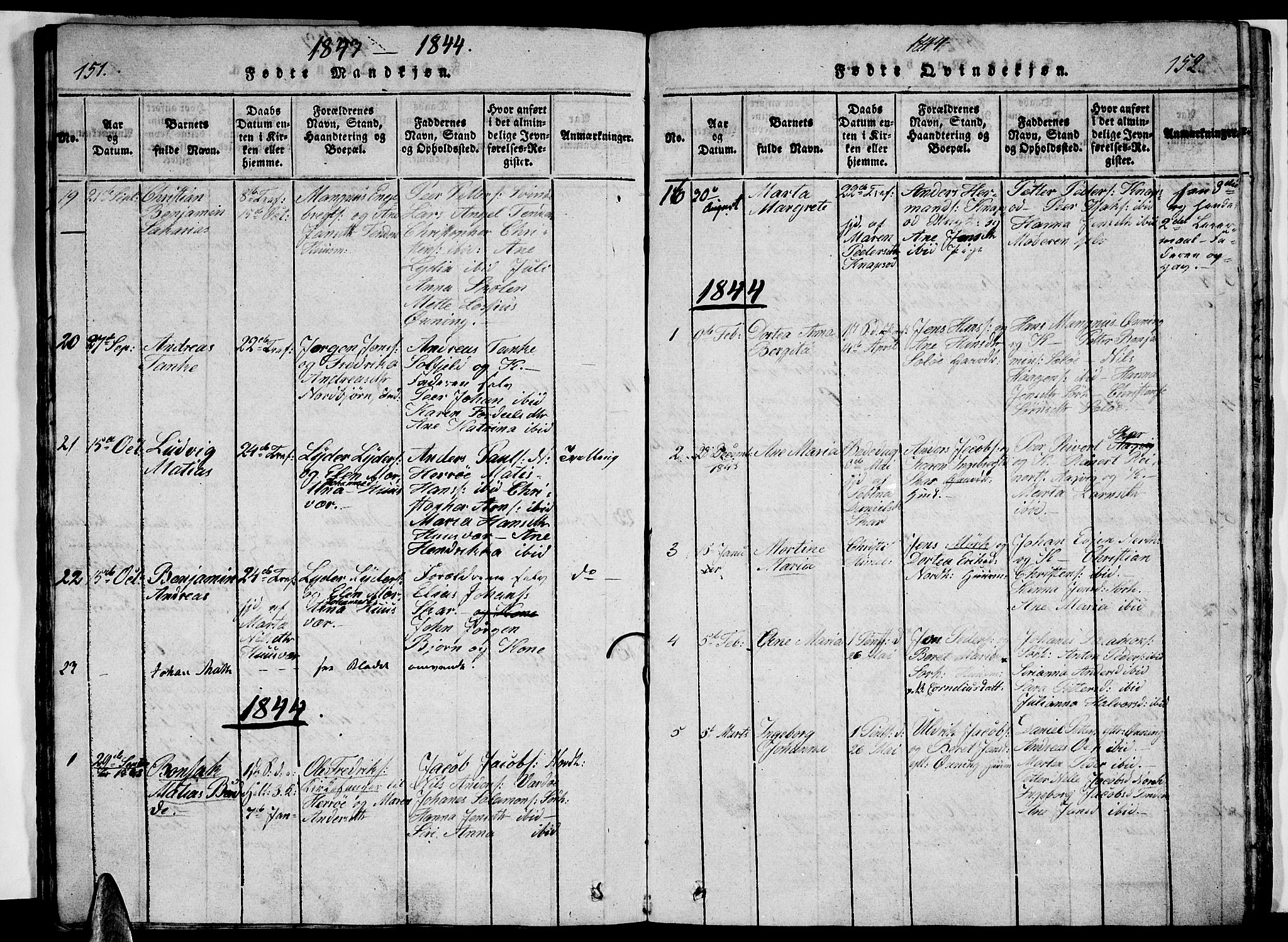 Ministerialprotokoller, klokkerbøker og fødselsregistre - Nordland, SAT/A-1459/834/L0510: Klokkerbok nr. 834C01, 1820-1847, s. 151-152