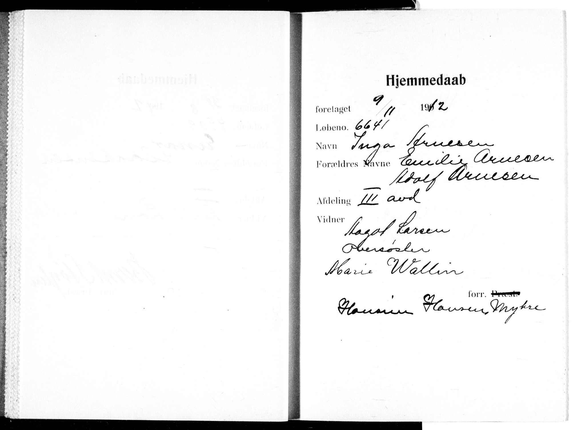 Ullevål sykehus prestekontor Kirkebøker, SAO/A-10542a/K/Ka/L0004: Dåpsbok nr. 4, 1906-1926