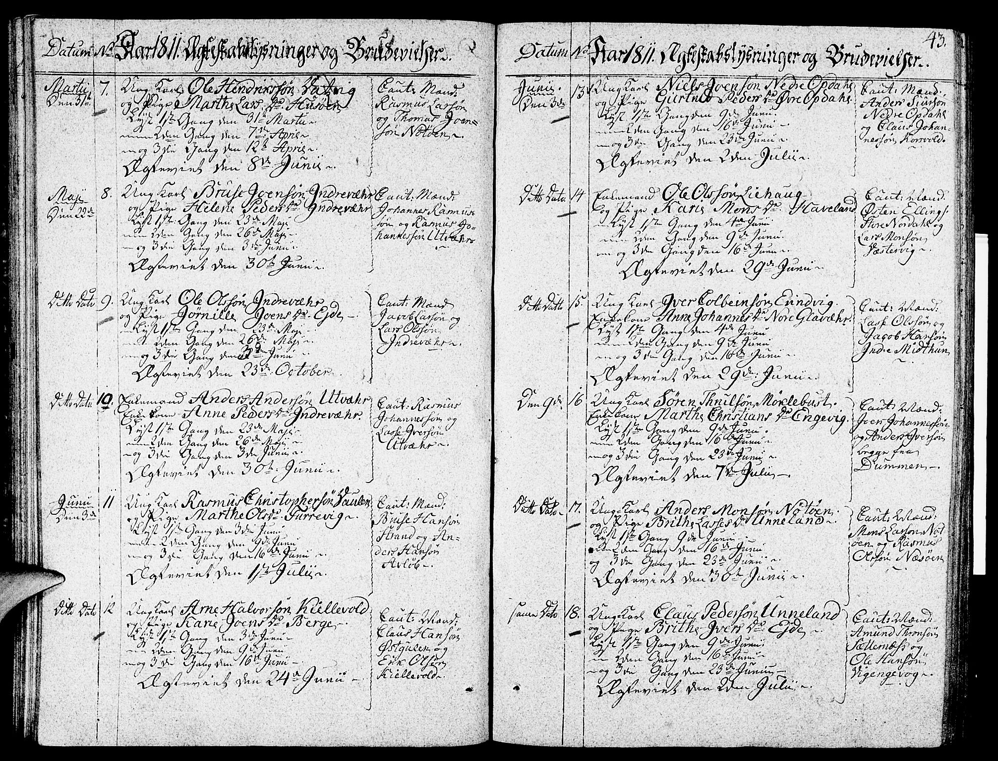 Gulen sokneprestembete, SAB/A-80201/H/Haa/Haaa/L0017: Ministerialbok nr. A 17, 1809-1825, s. 43