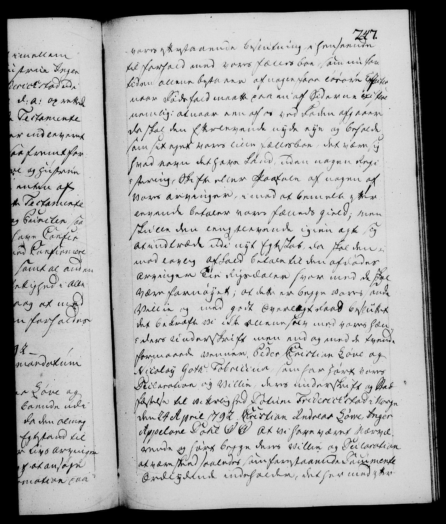 Danske Kanselli 1572-1799, AV/RA-EA-3023/F/Fc/Fca/Fcaa/L0054: Norske registre, 1792-1793, s. 247a