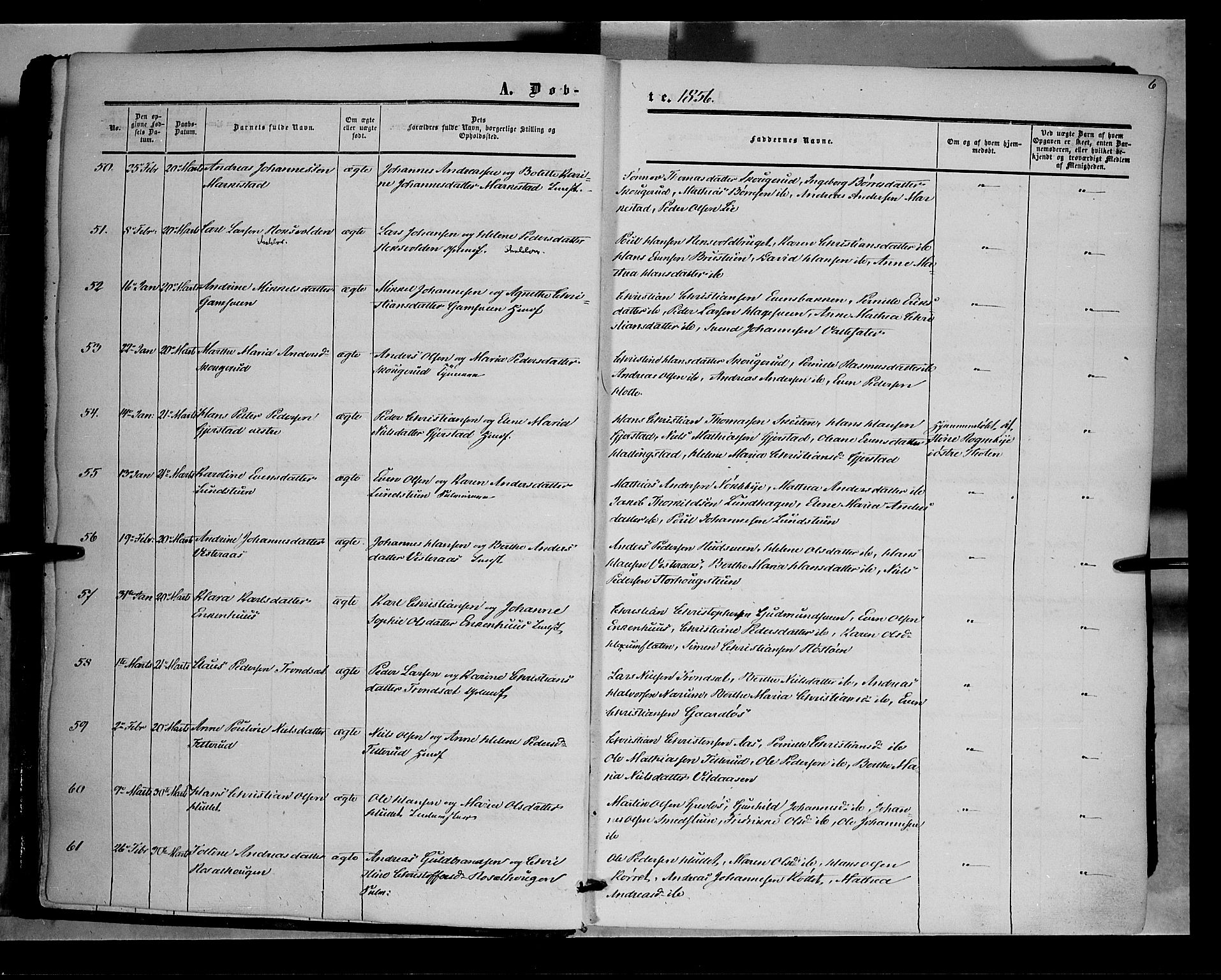 Vestre Toten prestekontor, SAH/PREST-108/H/Ha/Haa/L0006: Ministerialbok nr. 6, 1856-1861, s. 6