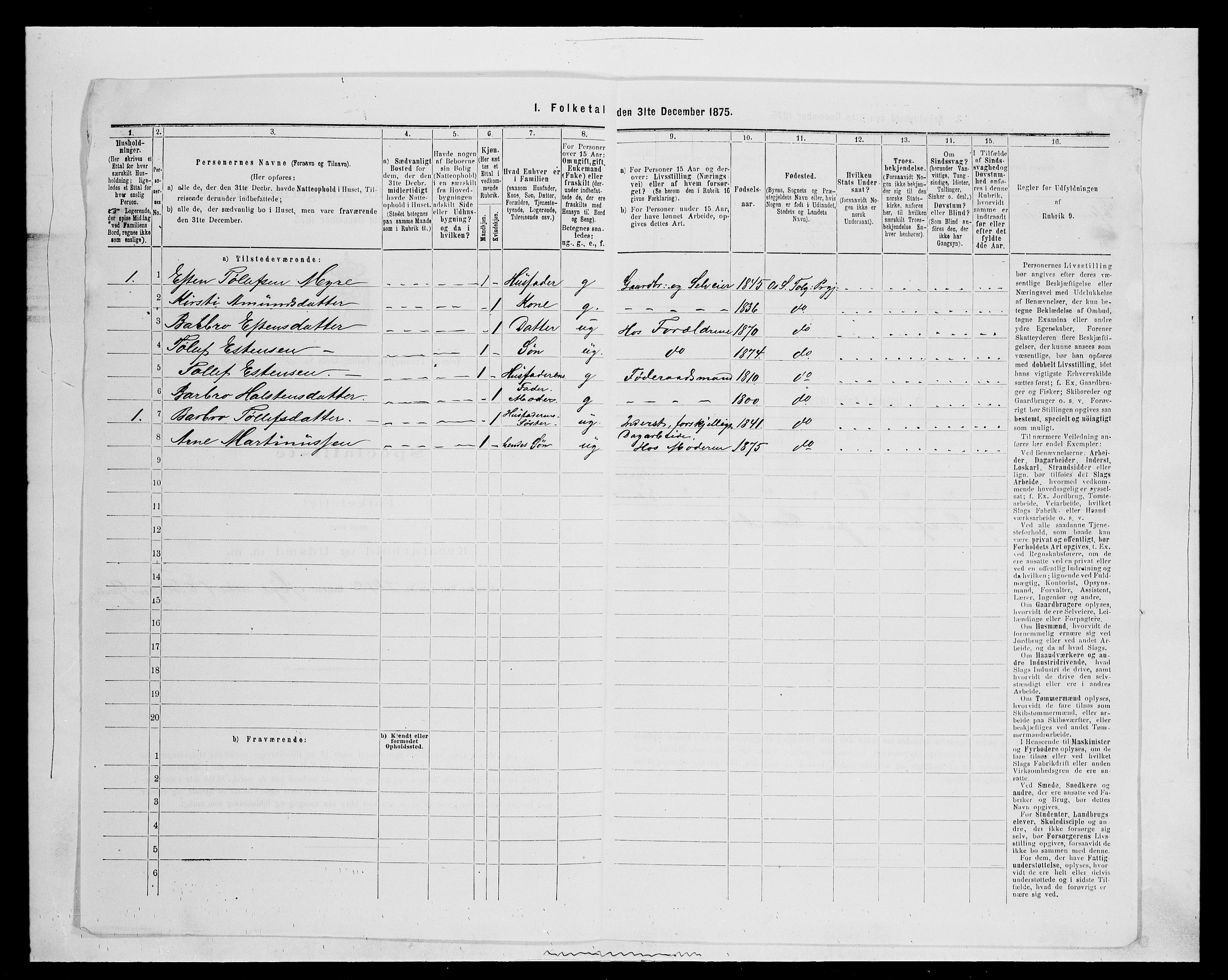 SAH, Folketelling 1875 for 0436P Tolga prestegjeld, 1875, s. 799