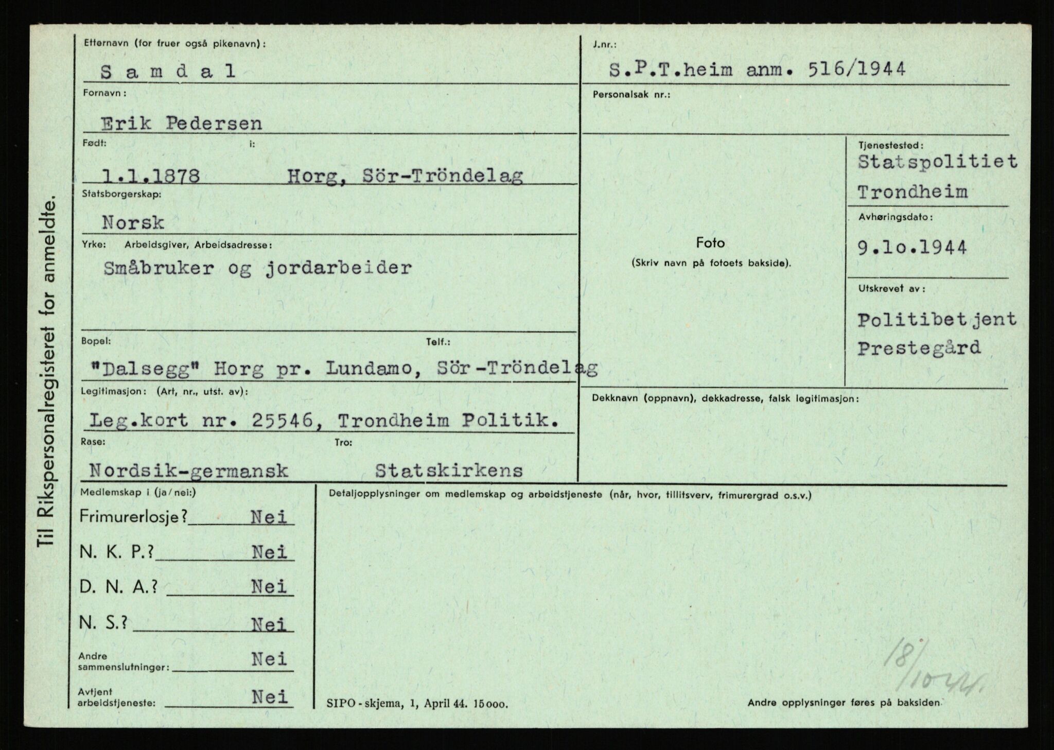 Statspolitiet - Hovedkontoret / Osloavdelingen, AV/RA-S-1329/C/Ca/L0013: Raa - Servold, 1943-1945, s. 3446