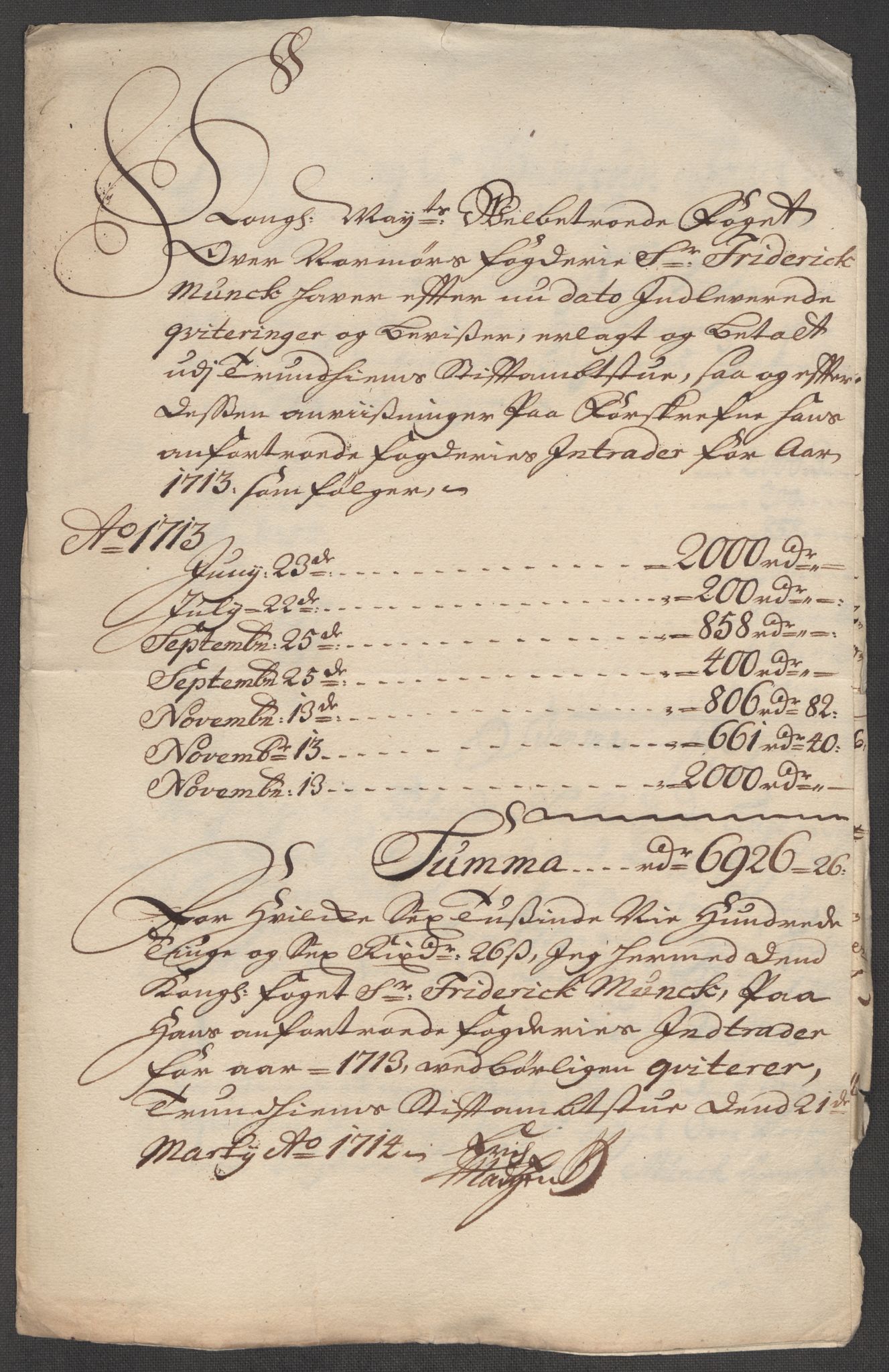 Rentekammeret inntil 1814, Reviderte regnskaper, Fogderegnskap, RA/EA-4092/R56/L3747: Fogderegnskap Nordmøre, 1713, s. 282