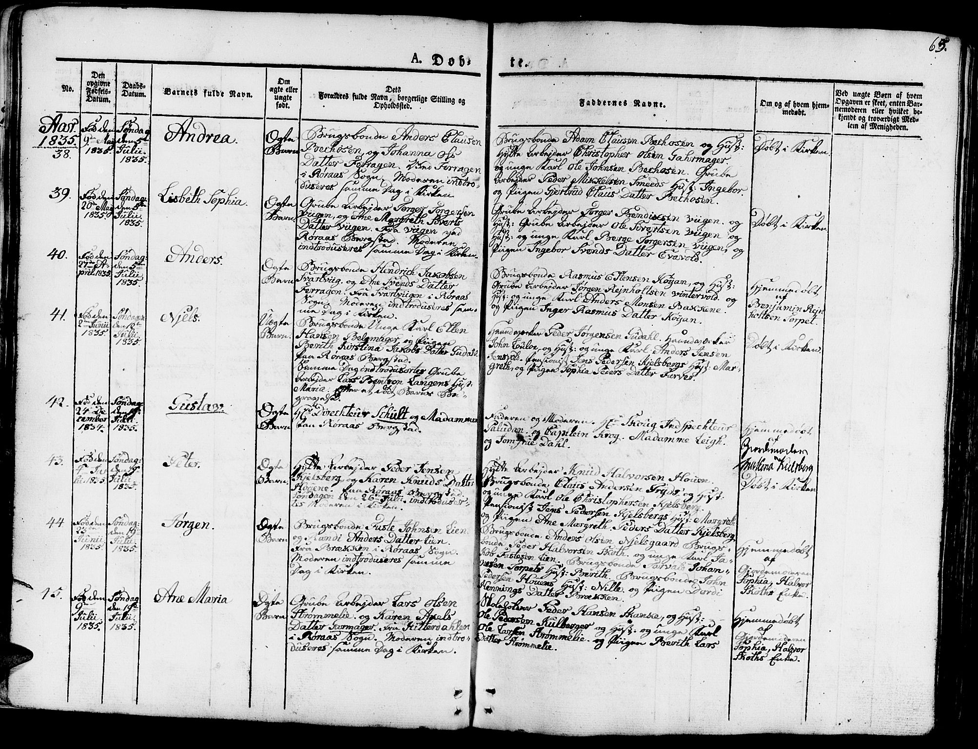 Ministerialprotokoller, klokkerbøker og fødselsregistre - Sør-Trøndelag, AV/SAT-A-1456/681/L0938: Klokkerbok nr. 681C02, 1829-1879, s. 65