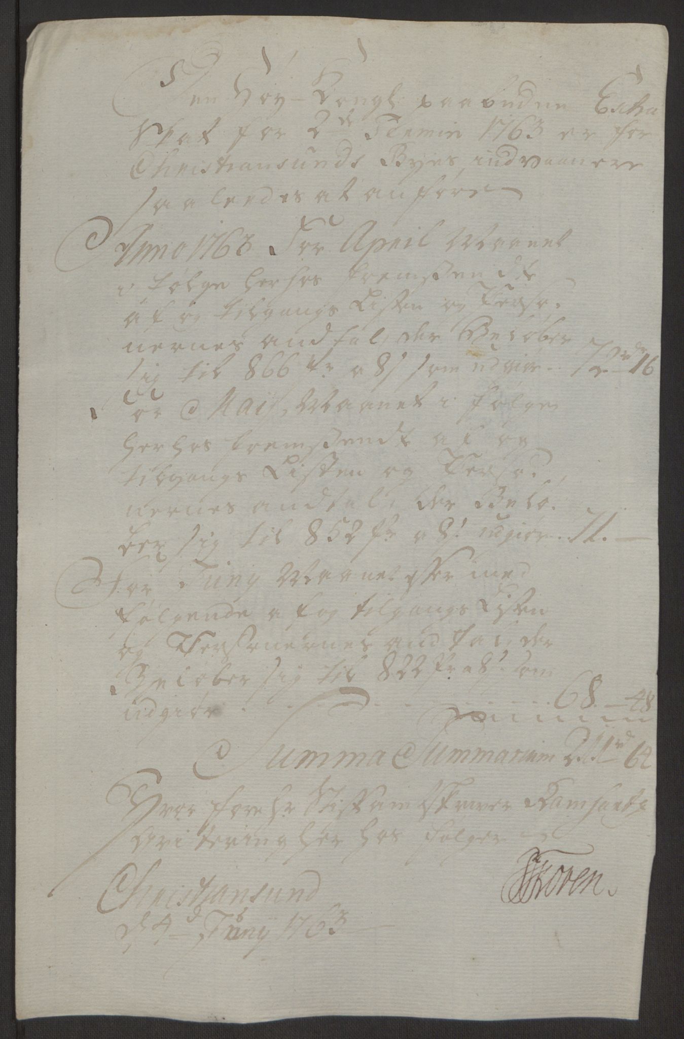 Rentekammeret inntil 1814, Reviderte regnskaper, Byregnskaper, AV/RA-EA-4066/R/Rr/L0495/0004: [R1] Kontribusjonsregnskap / Ekstraskatt, 1762-1772, s. 19