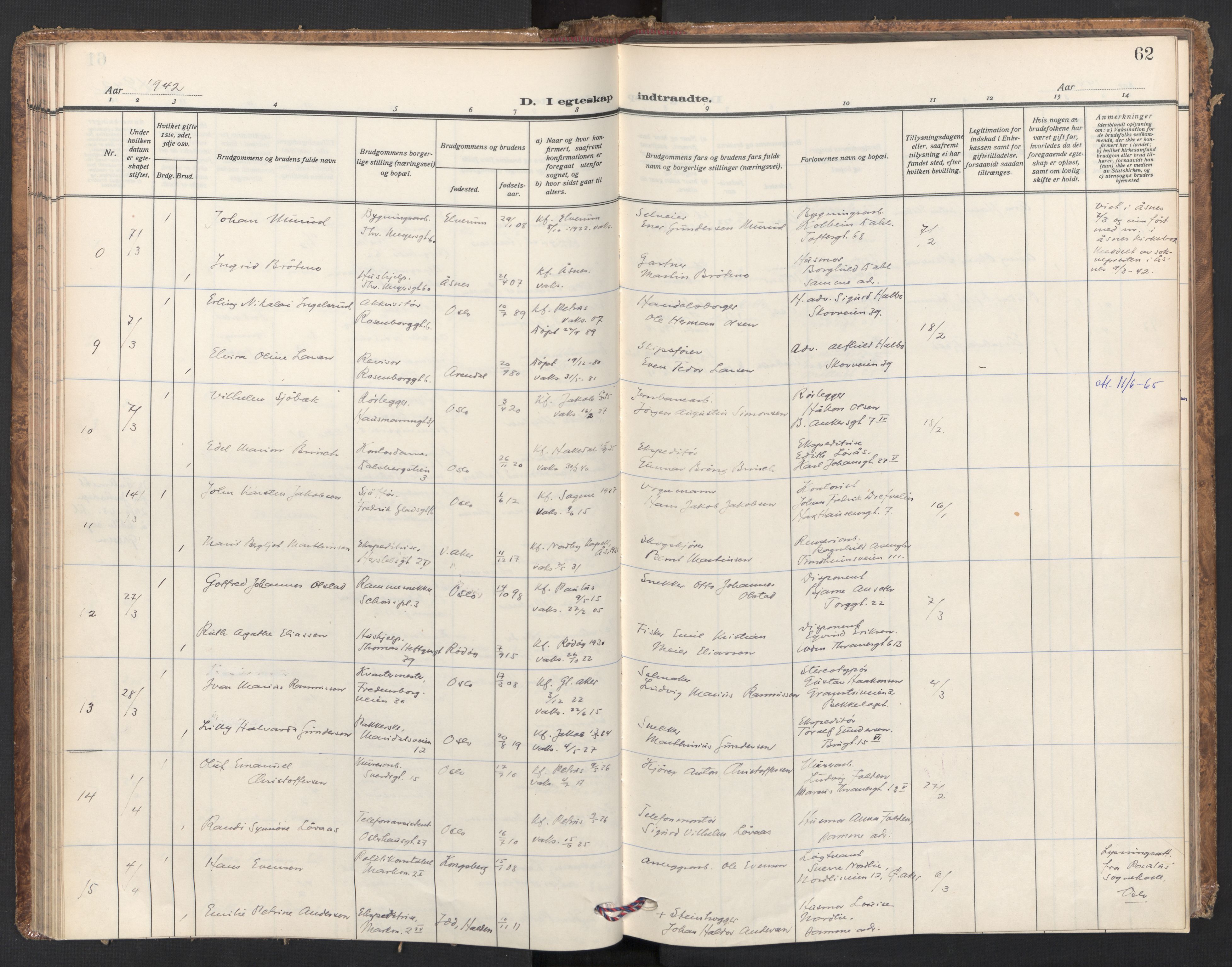 Jakob prestekontor Kirkebøker, AV/SAO-A-10850/F/Fa/L0019: Ministerialbok nr. 19, 1937-1949, s. 62