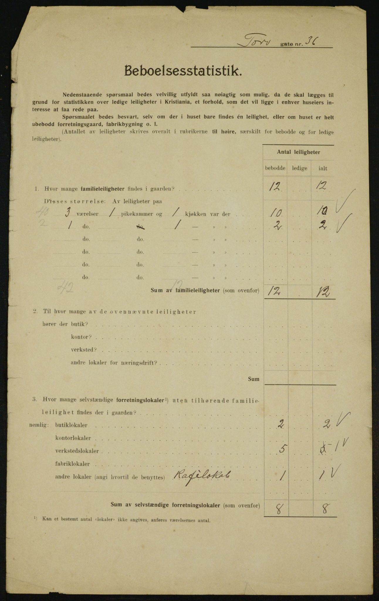 OBA, Kommunal folketelling 1.2.1910 for Kristiania, 1910, s. 108506