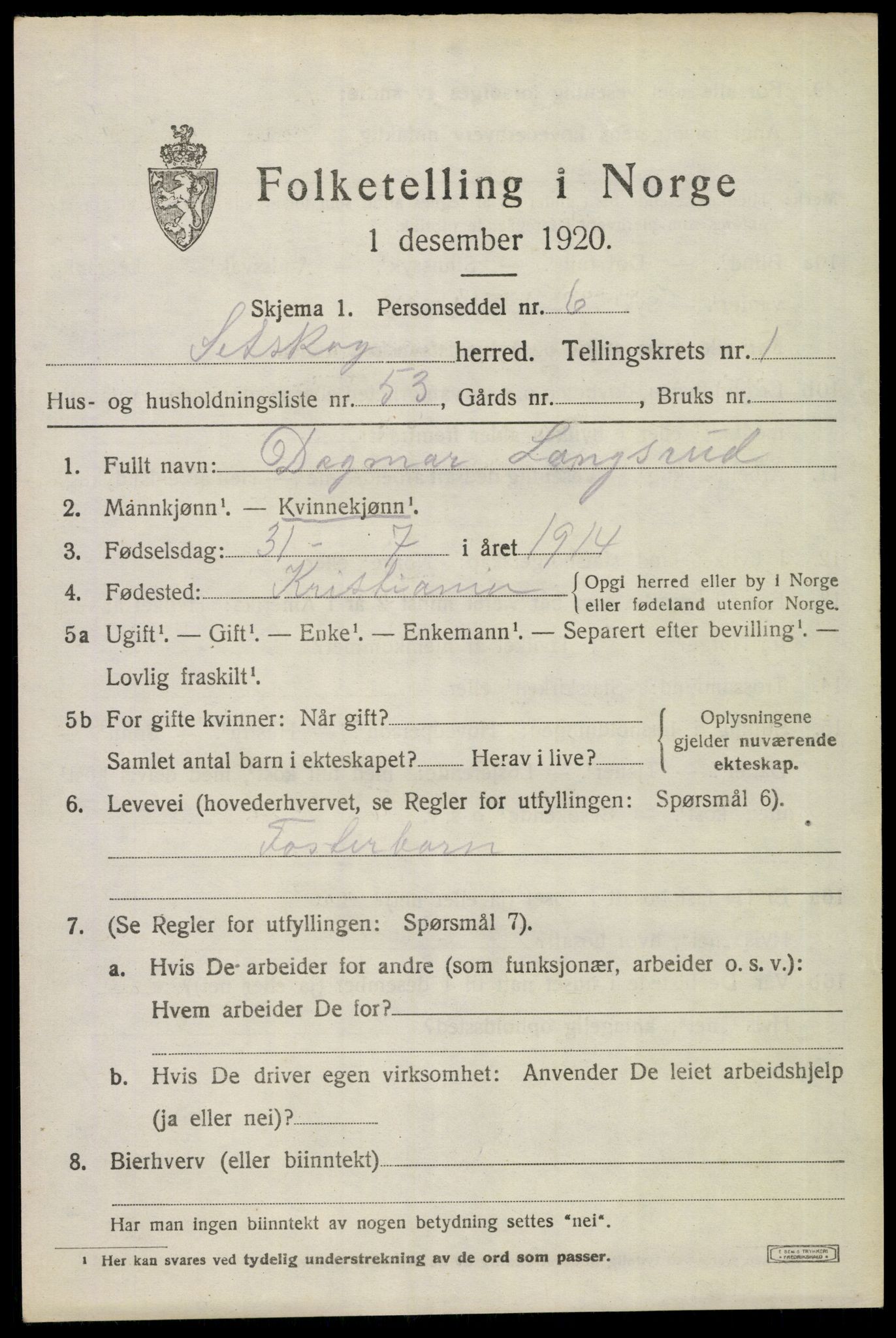 SAO, Folketelling 1920 for 0223 Setskog herred, 1920, s. 924