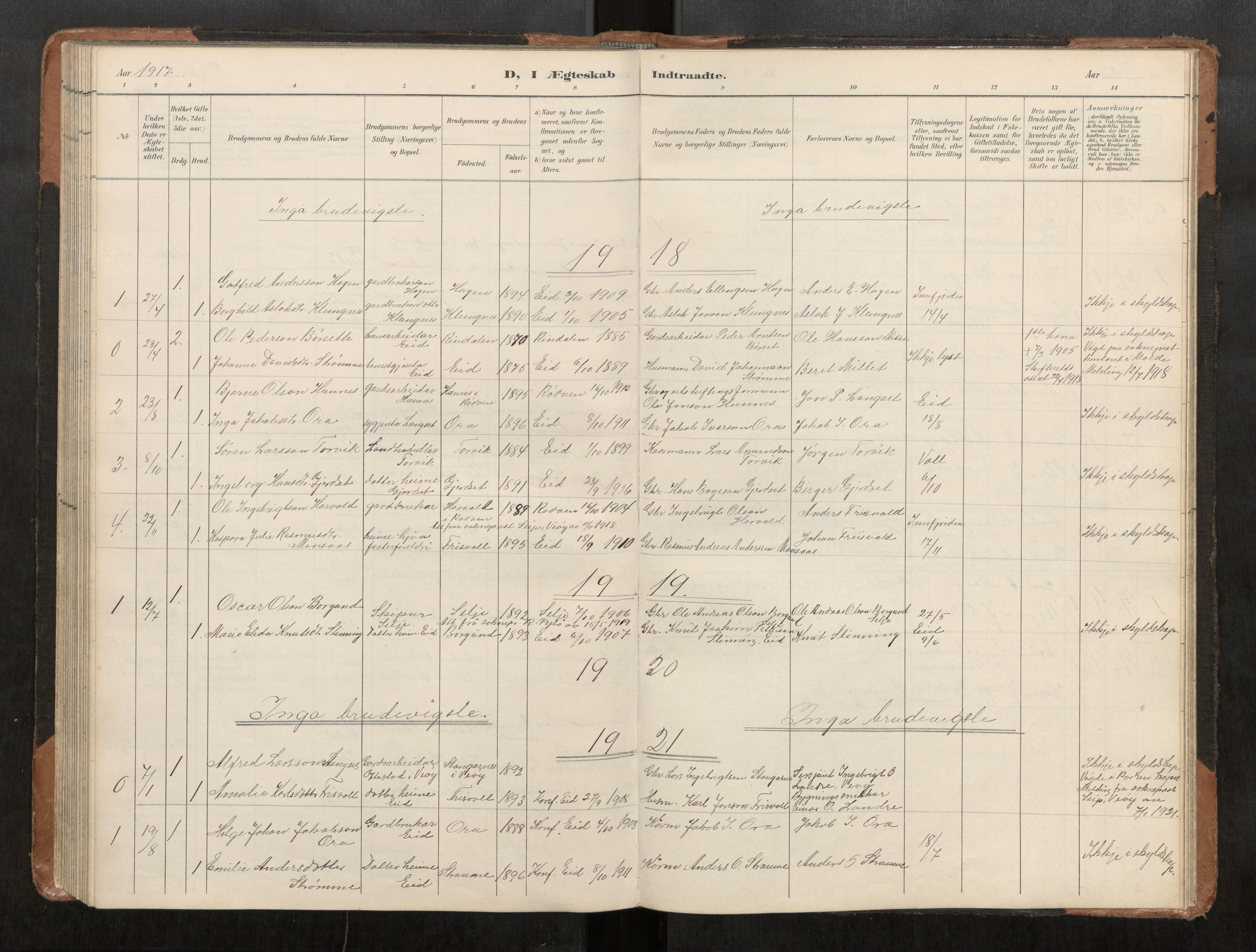 Ministerialprotokoller, klokkerbøker og fødselsregistre - Møre og Romsdal, AV/SAT-A-1454/542/L0561: Klokkerbok nr. 542C03, 1893-1931