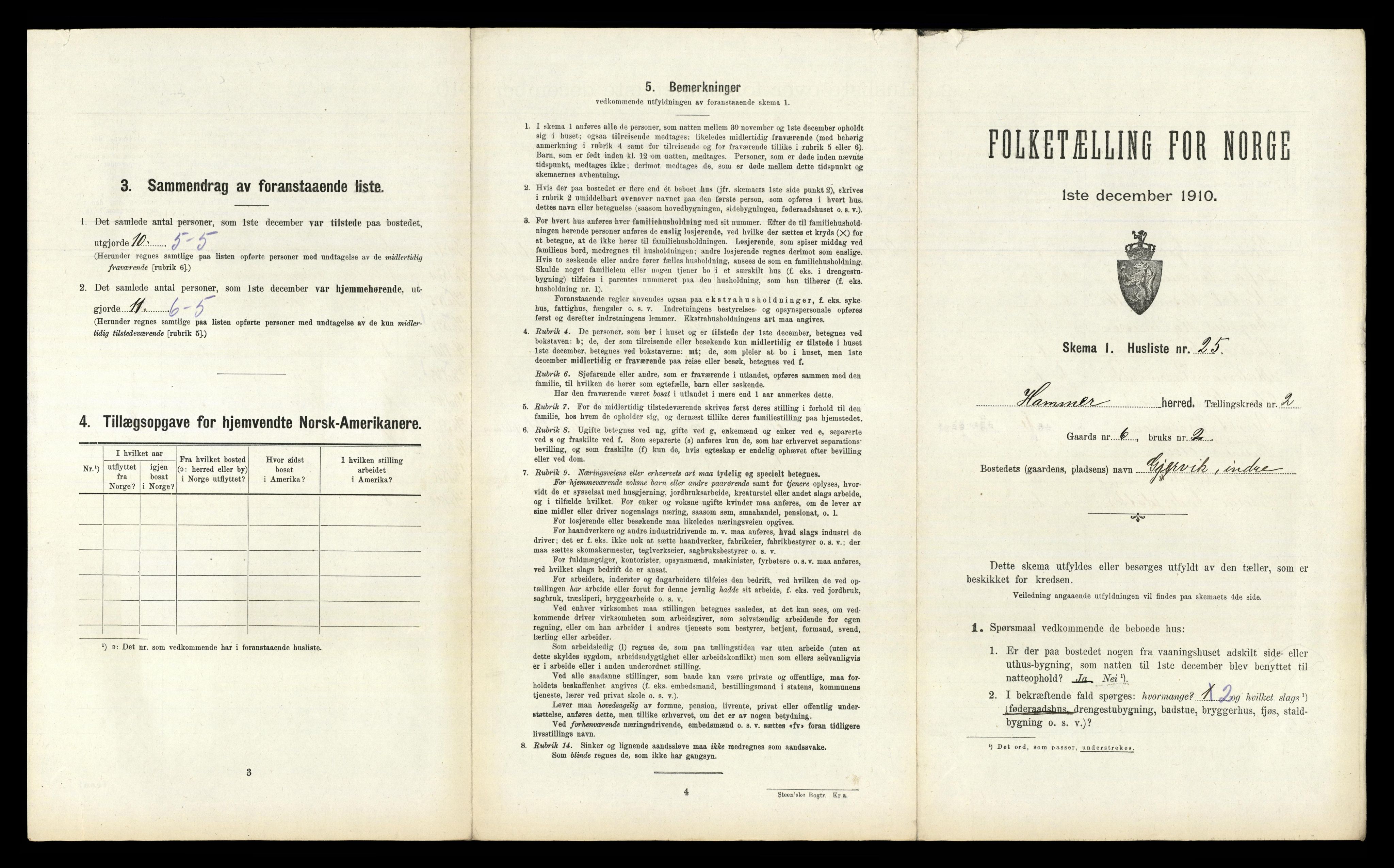 RA, Folketelling 1910 for 1254 Hamre herred, 1910, s. 122