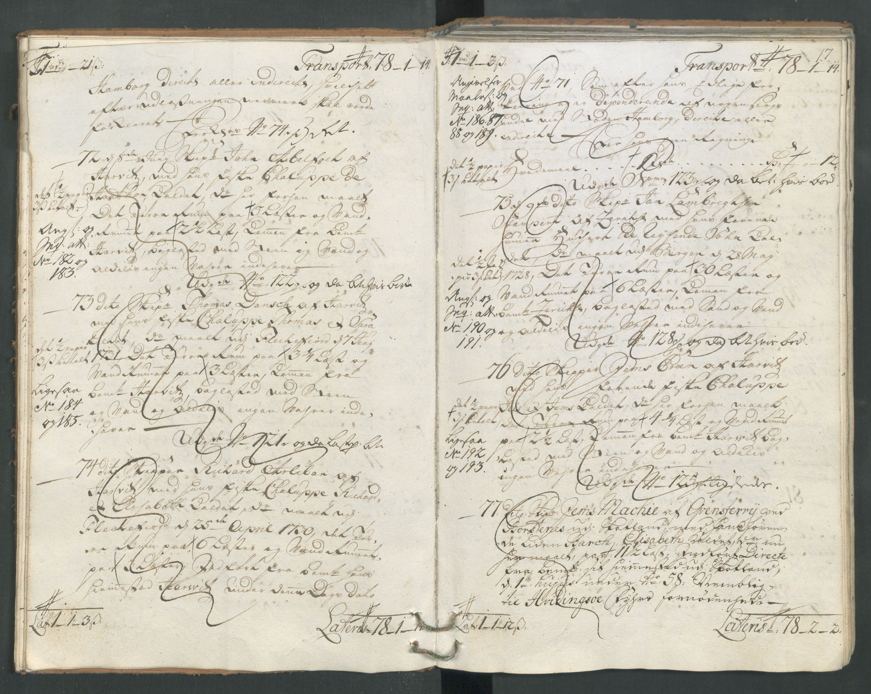 Generaltollkammeret, tollregnskaper, AV/RA-EA-5490/R22/L0012/0001: Tollregnskaper Stavanger / Hovedtollbok, 1733, s. 16b-17a