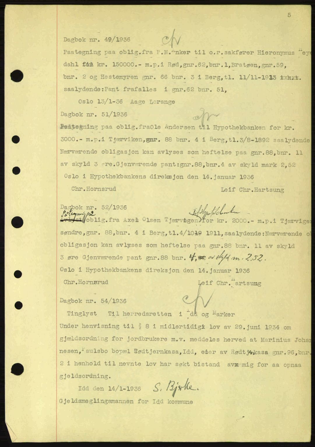 Idd og Marker sorenskriveri, AV/SAO-A-10283/G/Gb/Gbc/L0001: Pantebok nr. B1-3, 1936-1939, Dagboknr: 49/1936