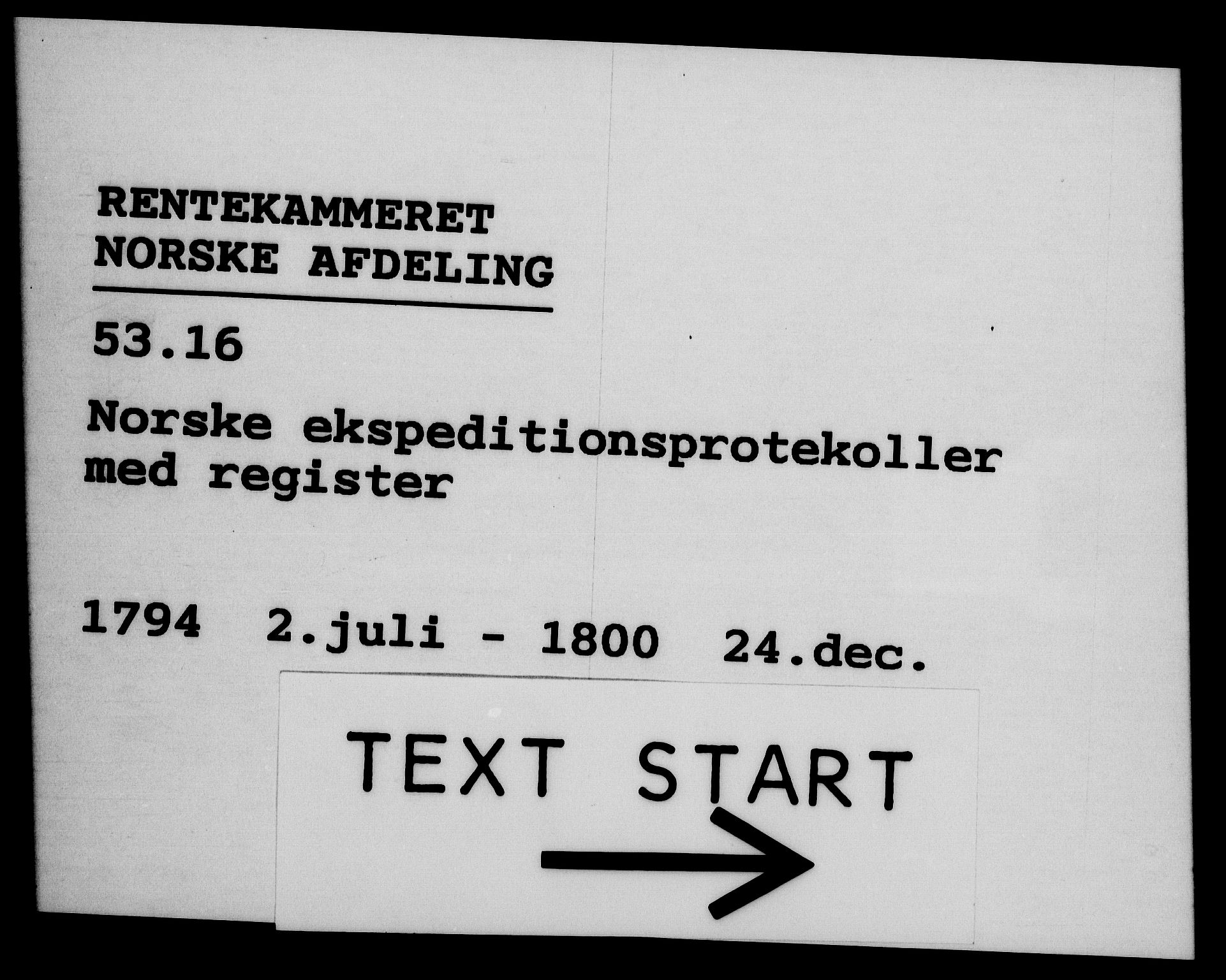 Rentekammeret, Kammerkanselliet, RA/EA-3111/G/Gg/Gga/L0016: Norsk ekspedisjonsprotokoll med register (merket RK 53.16), 1794-1800