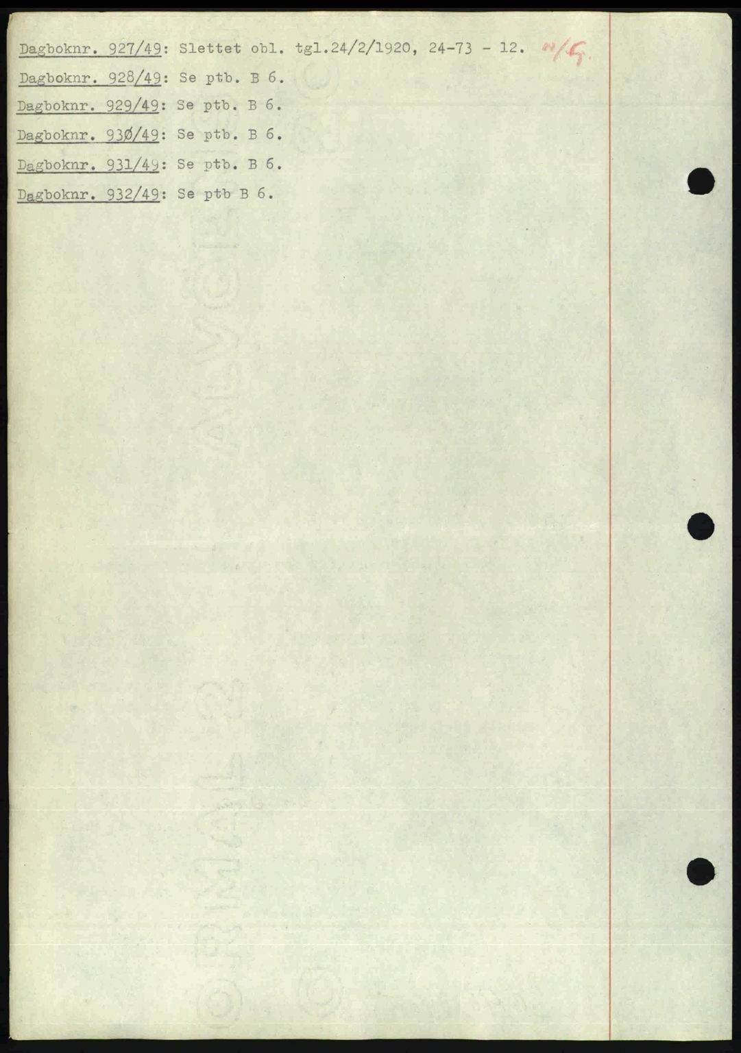 Nedenes sorenskriveri, SAK/1221-0006/G/Gb/Gba/L0060: Pantebok nr. A12, 1948-1949, Dagboknr: 927/1949