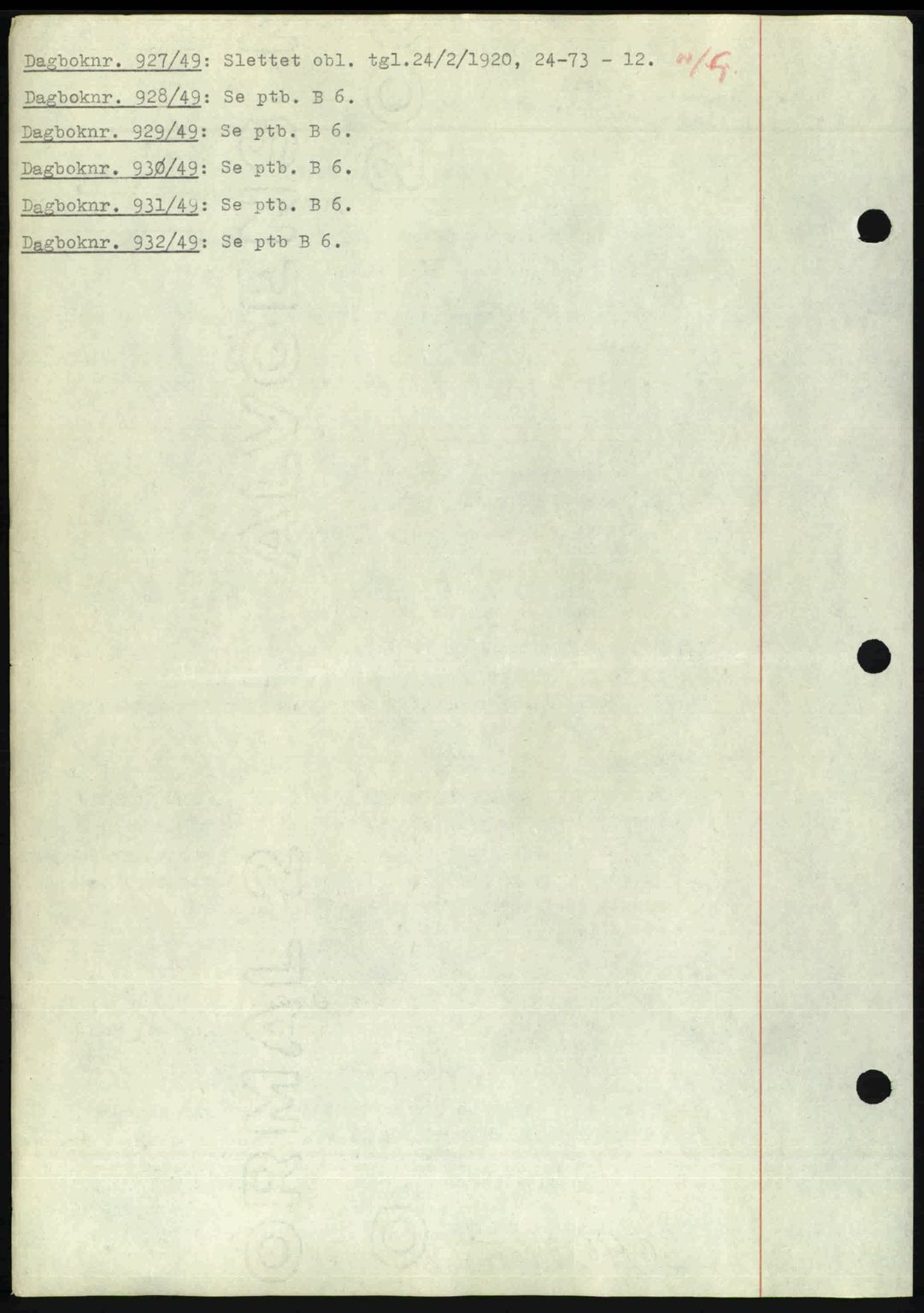 Nedenes sorenskriveri, AV/SAK-1221-0006/G/Gb/Gba/L0060: Pantebok nr. A12, 1948-1949, Dagboknr: 927/1949