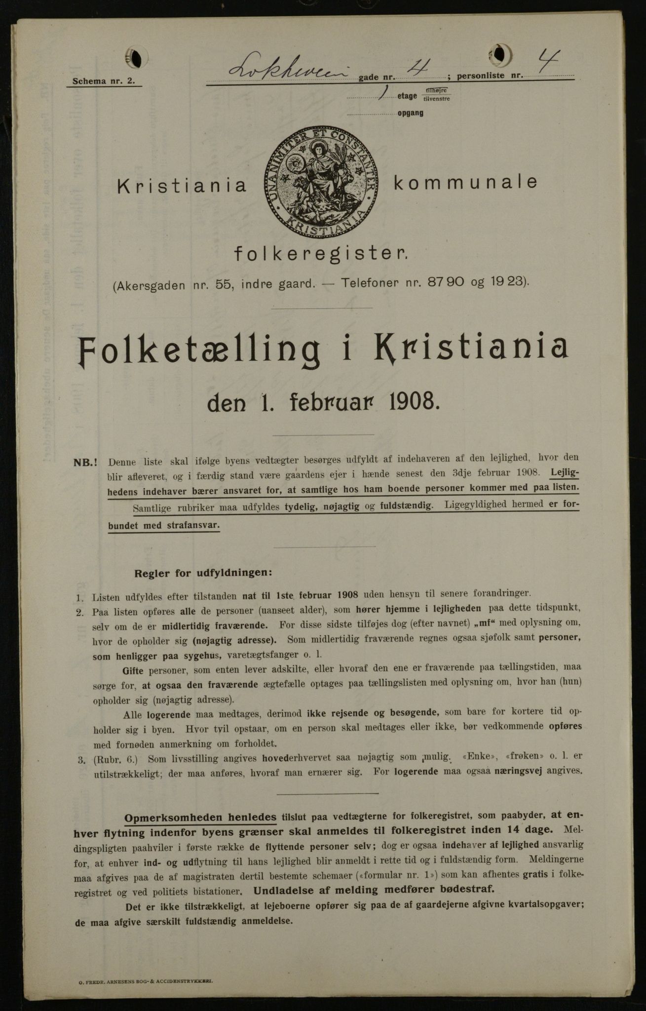 OBA, Kommunal folketelling 1.2.1908 for Kristiania kjøpstad, 1908, s. 52533