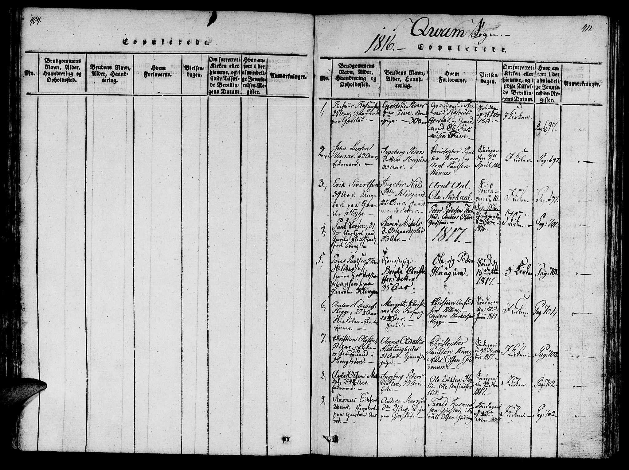 Ministerialprotokoller, klokkerbøker og fødselsregistre - Nord-Trøndelag, SAT/A-1458/746/L0441: Ministerialbok nr. 746A03 /2, 1816-1827, s. 404-411