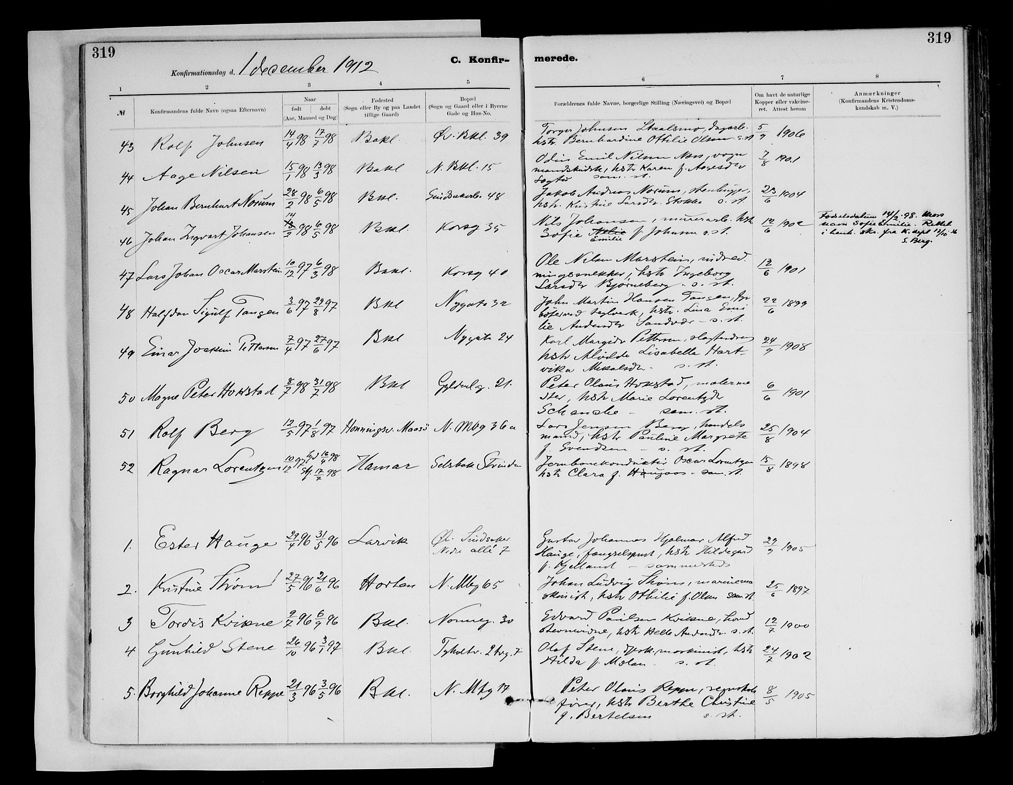 Ministerialprotokoller, klokkerbøker og fødselsregistre - Sør-Trøndelag, AV/SAT-A-1456/604/L0203: Ministerialbok nr. 604A23, 1908-1916, s. 319