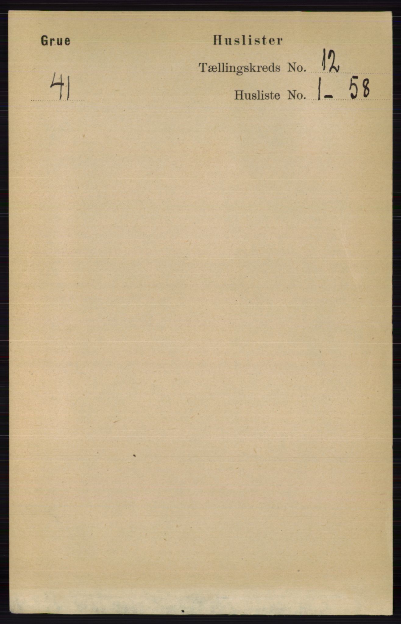 RA, Folketelling 1891 for 0423 Grue herred, 1891, s. 6058