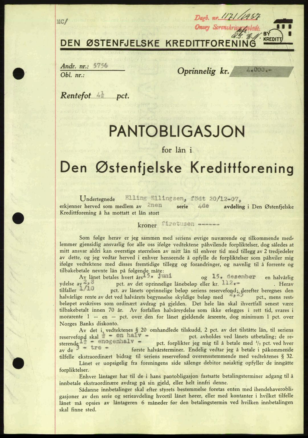 Onsøy sorenskriveri, SAO/A-10474/G/Ga/Gac/L0001: Pantebok nr. B1, 1936-1938, Dagboknr: 1171/1937