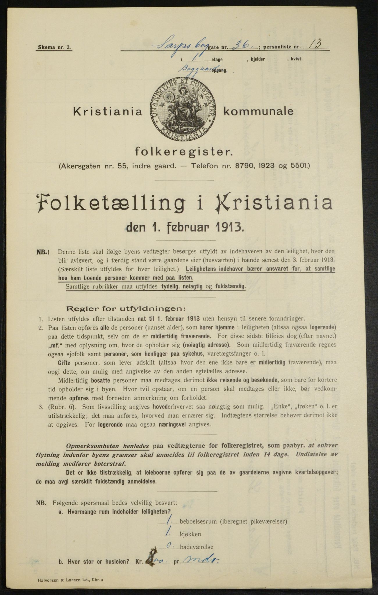 OBA, Kommunal folketelling 1.2.1913 for Kristiania, 1913, s. 89197