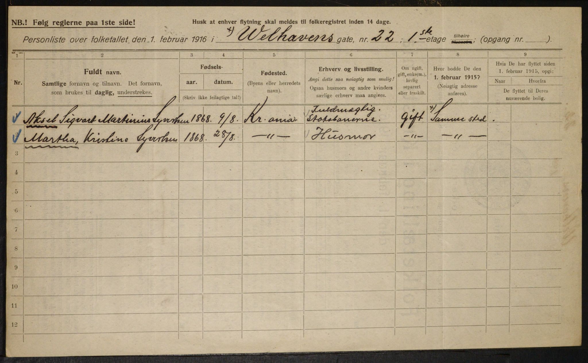 OBA, Kommunal folketelling 1.2.1916 for Kristiania, 1916, s. 131417