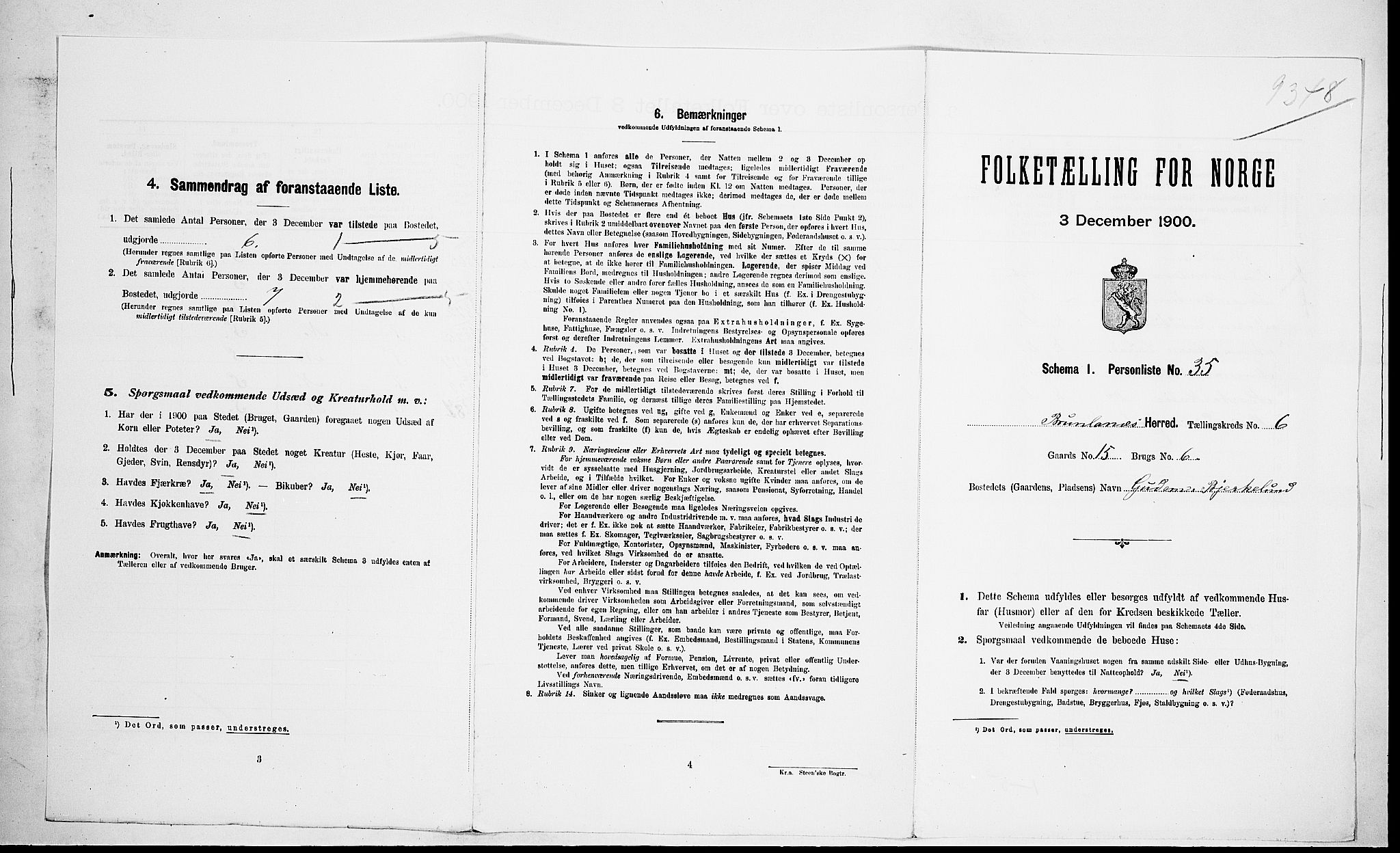 RA, Folketelling 1900 for 0726 Brunlanes herred, 1900, s. 924