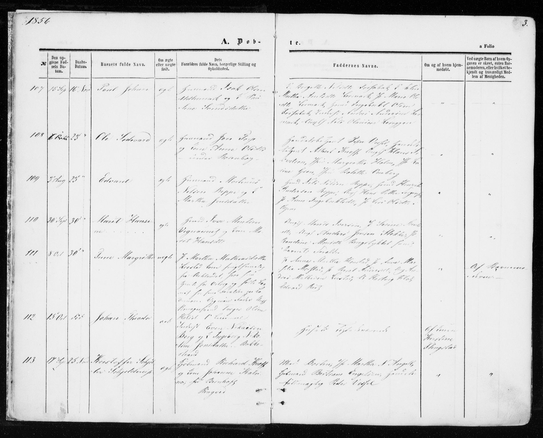 Ministerialprotokoller, klokkerbøker og fødselsregistre - Sør-Trøndelag, SAT/A-1456/606/L0292: Ministerialbok nr. 606A07, 1856-1865, s. 3