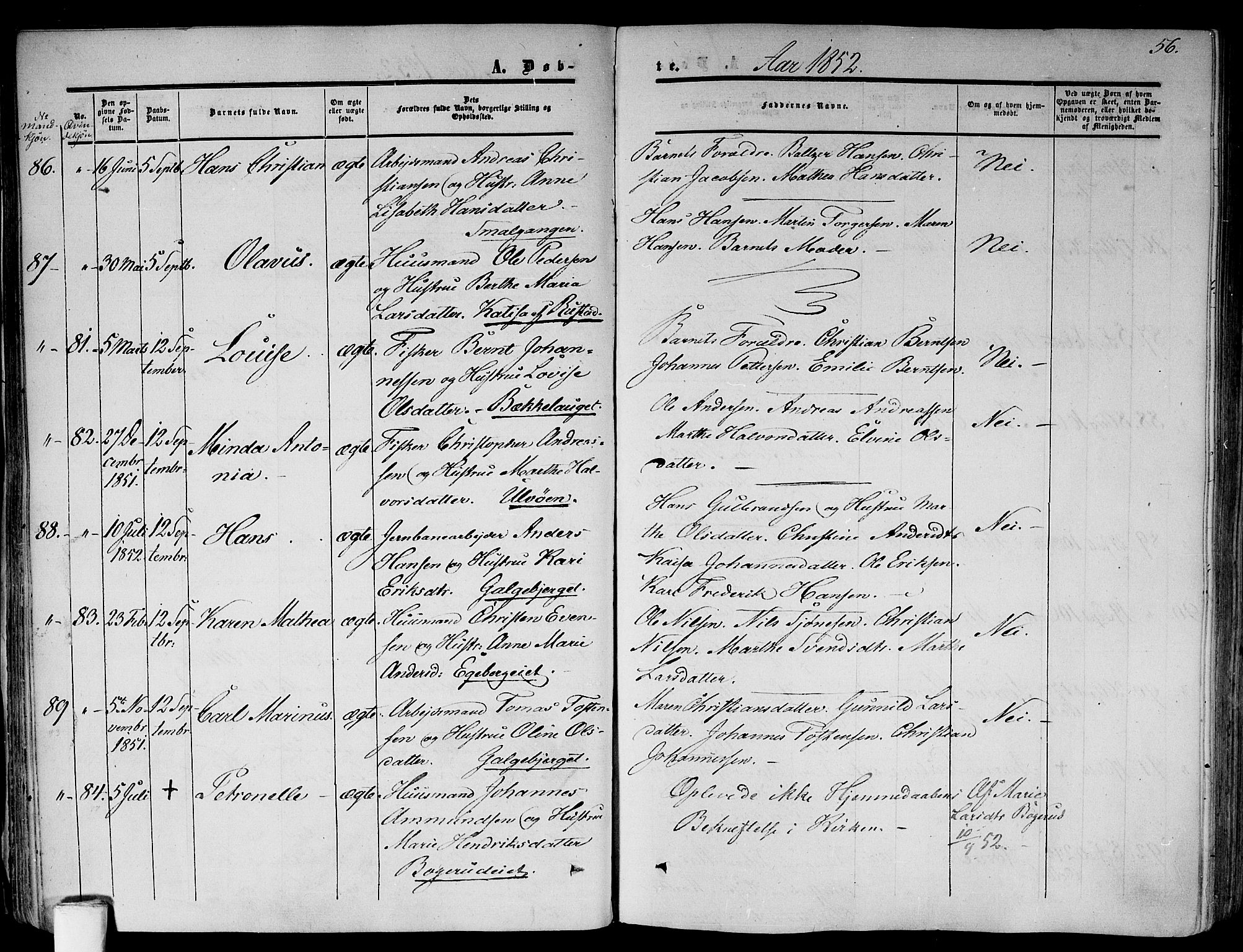 Gamlebyen prestekontor Kirkebøker, AV/SAO-A-10884/F/Fa/L0004: Ministerialbok nr. 4, 1850-1857, s. 56