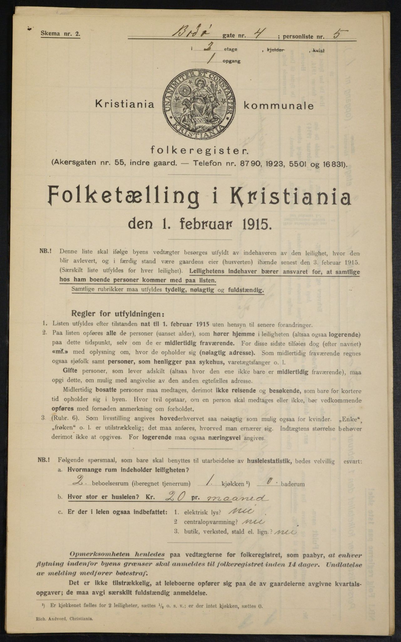 OBA, Kommunal folketelling 1.2.1915 for Kristiania, 1915, s. 6743