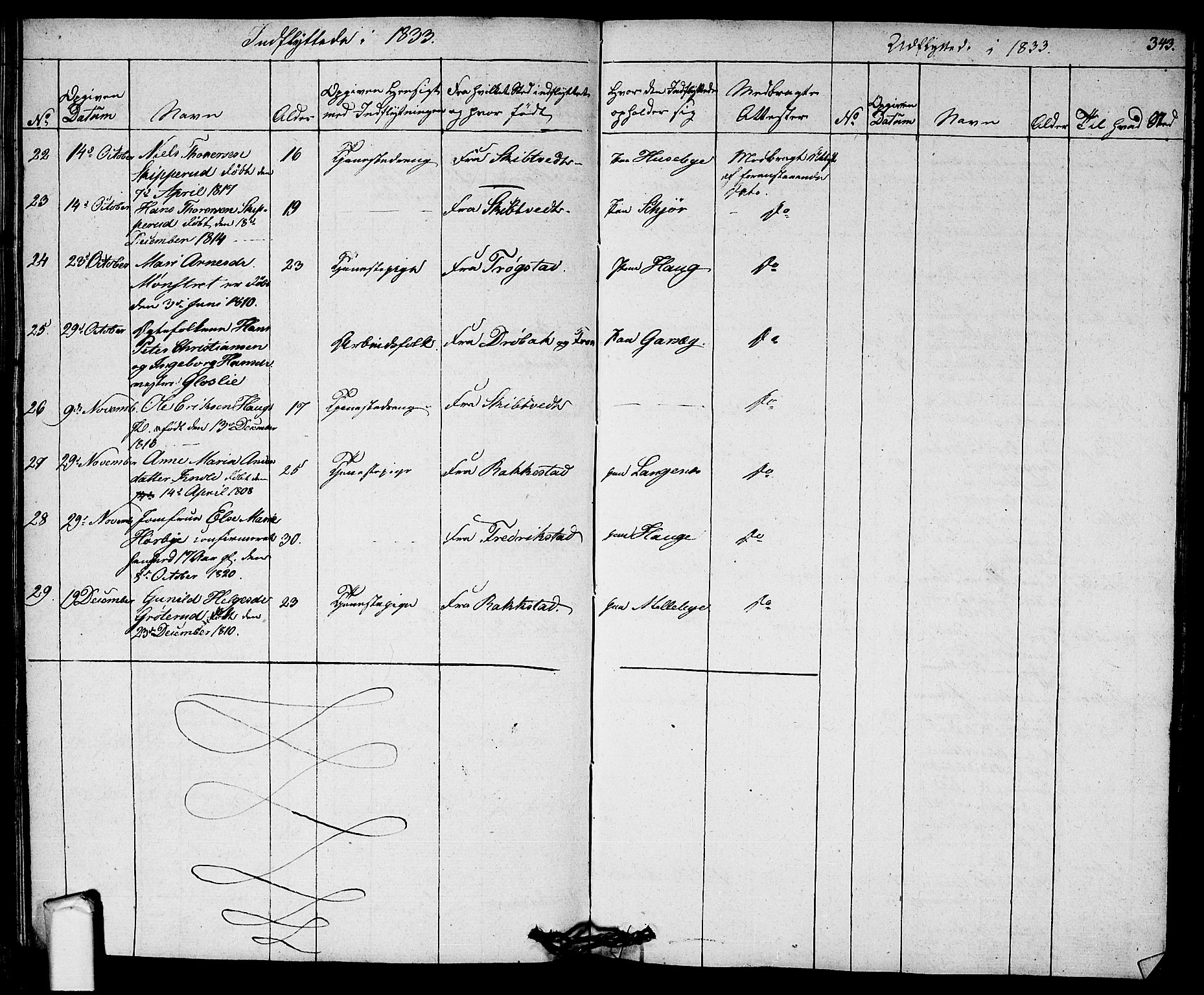 Eidsberg prestekontor Kirkebøker, AV/SAO-A-10905/F/Fa/L0008: Ministerialbok nr. I 8, 1832-1848, s. 343