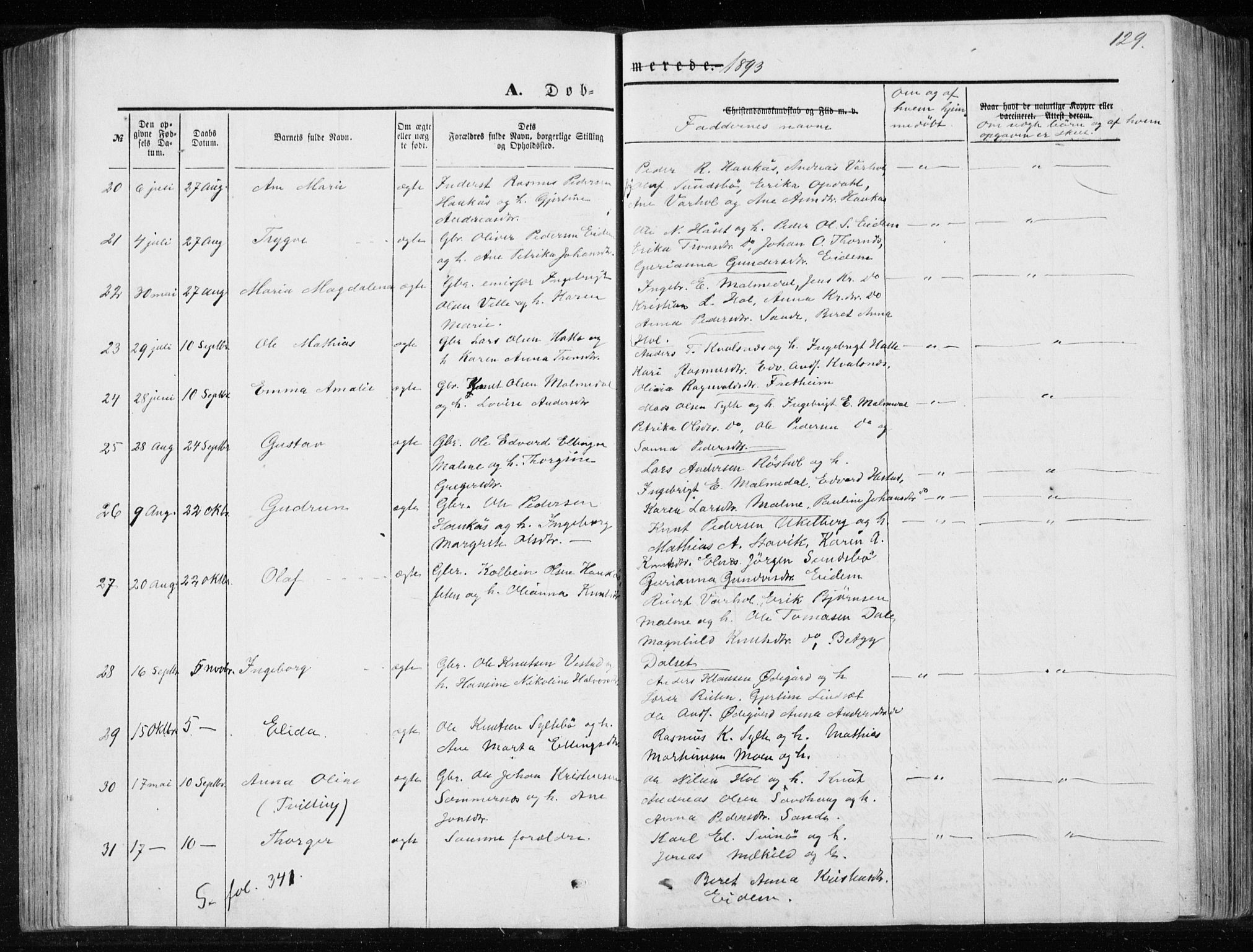 Ministerialprotokoller, klokkerbøker og fødselsregistre - Møre og Romsdal, AV/SAT-A-1454/565/L0754: Klokkerbok nr. 565C03, 1870-1896, s. 129