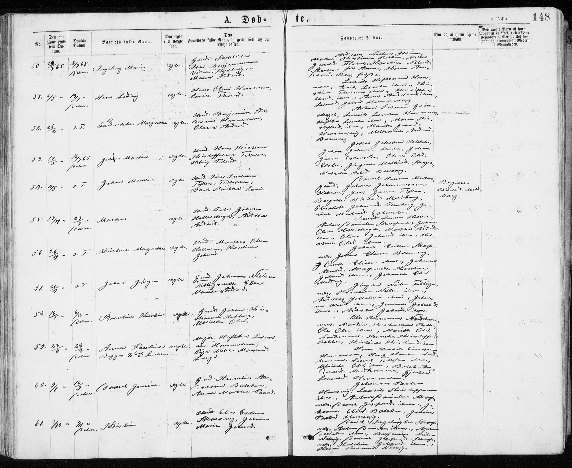 Ministerialprotokoller, klokkerbøker og fødselsregistre - Sør-Trøndelag, AV/SAT-A-1456/640/L0576: Ministerialbok nr. 640A01, 1846-1876, s. 148