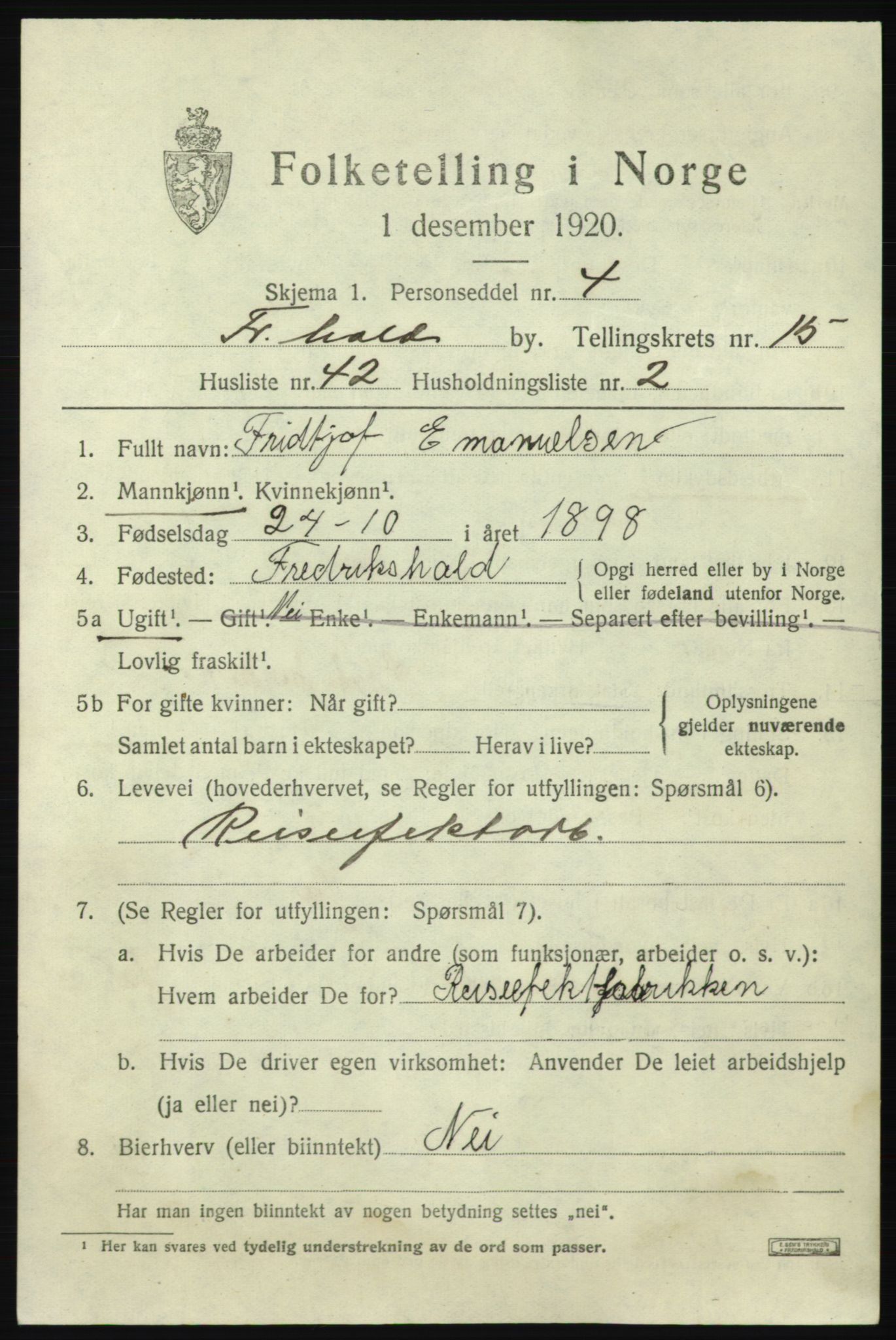 SAO, Folketelling 1920 for 0101 Fredrikshald kjøpstad, 1920, s. 24180