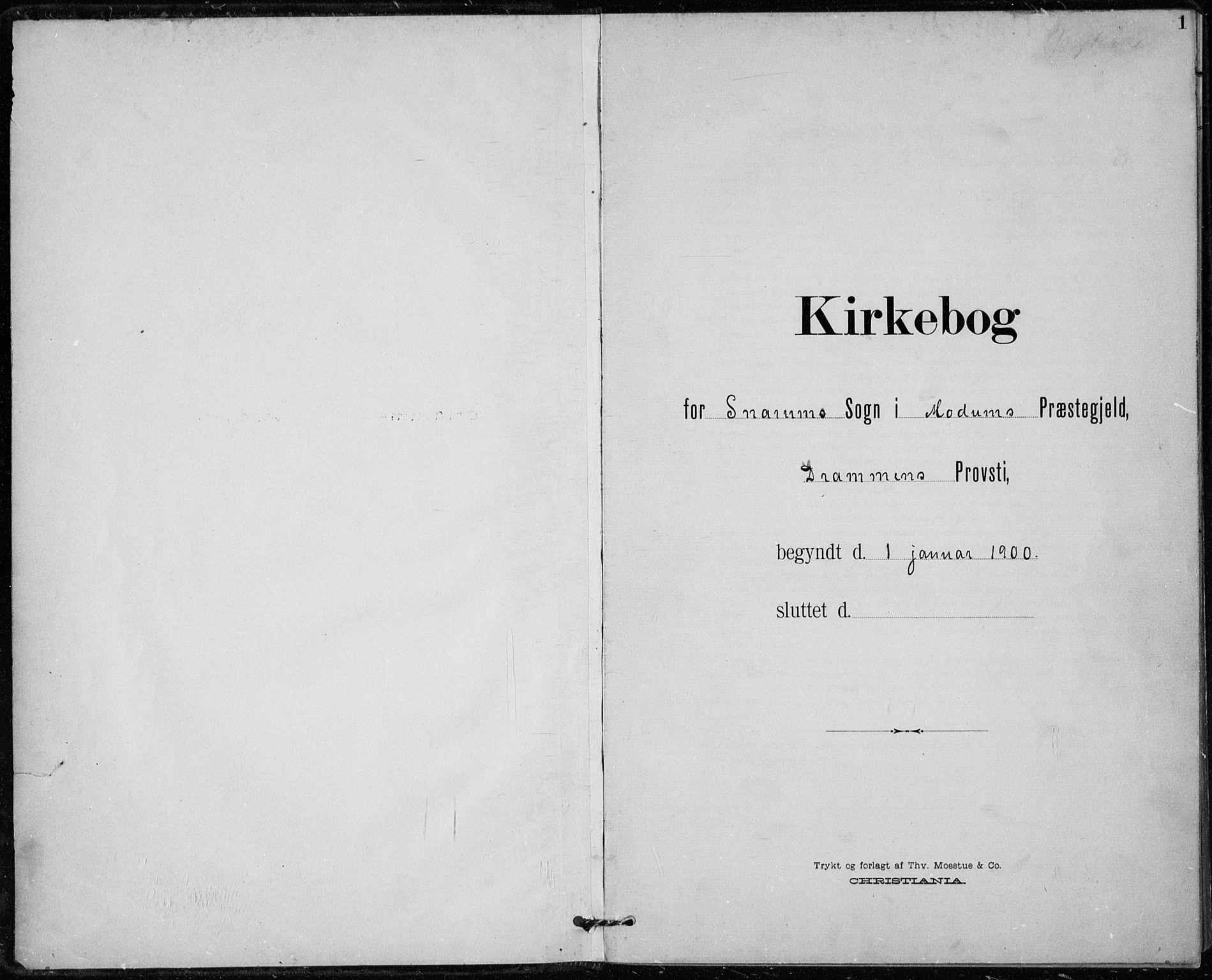 Modum kirkebøker, AV/SAKO-A-234/F/Fa/L0020: Ministerialbok nr. 20, 1900-1917, s. 1