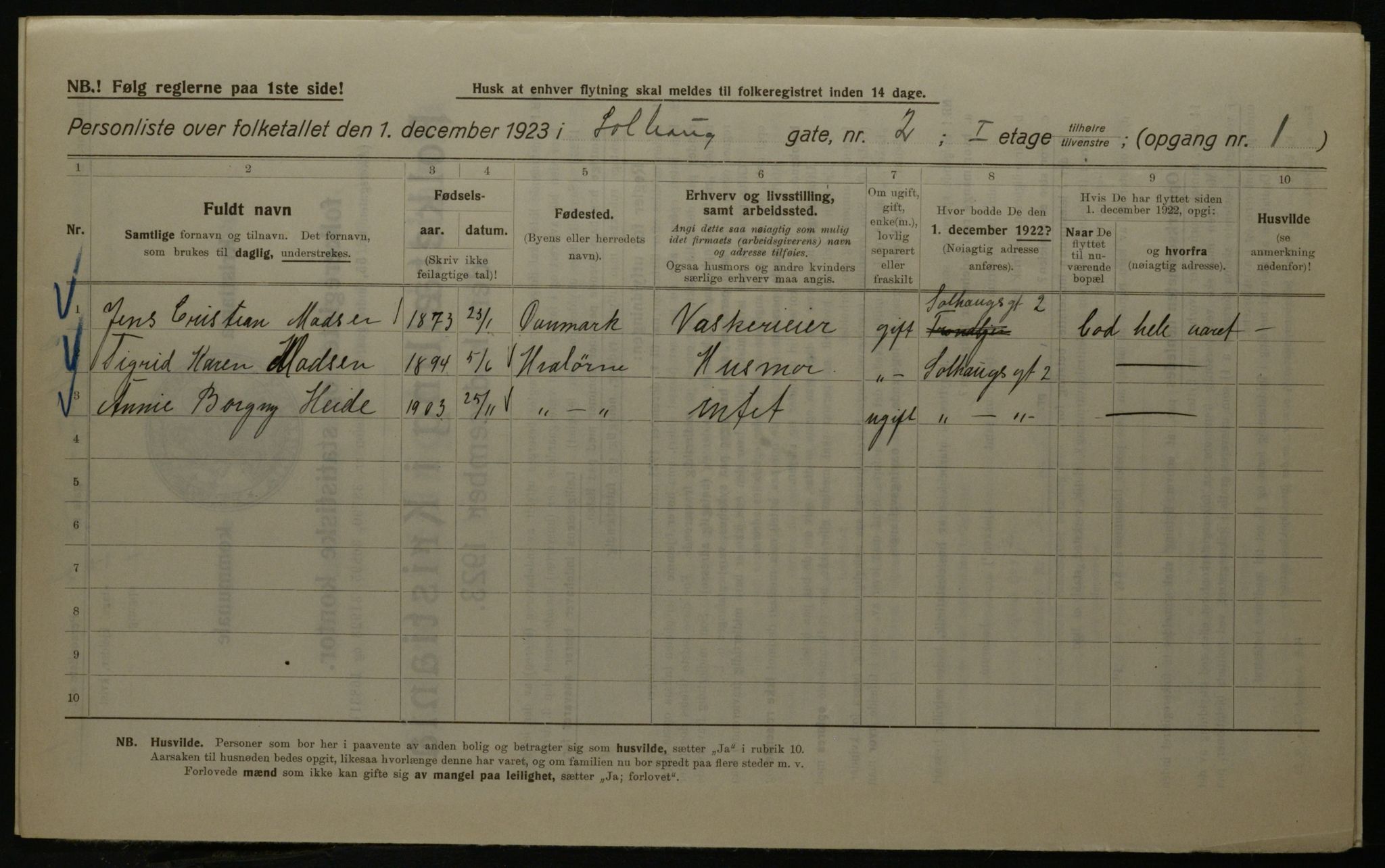 OBA, Kommunal folketelling 1.12.1923 for Kristiania, 1923, s. 109521