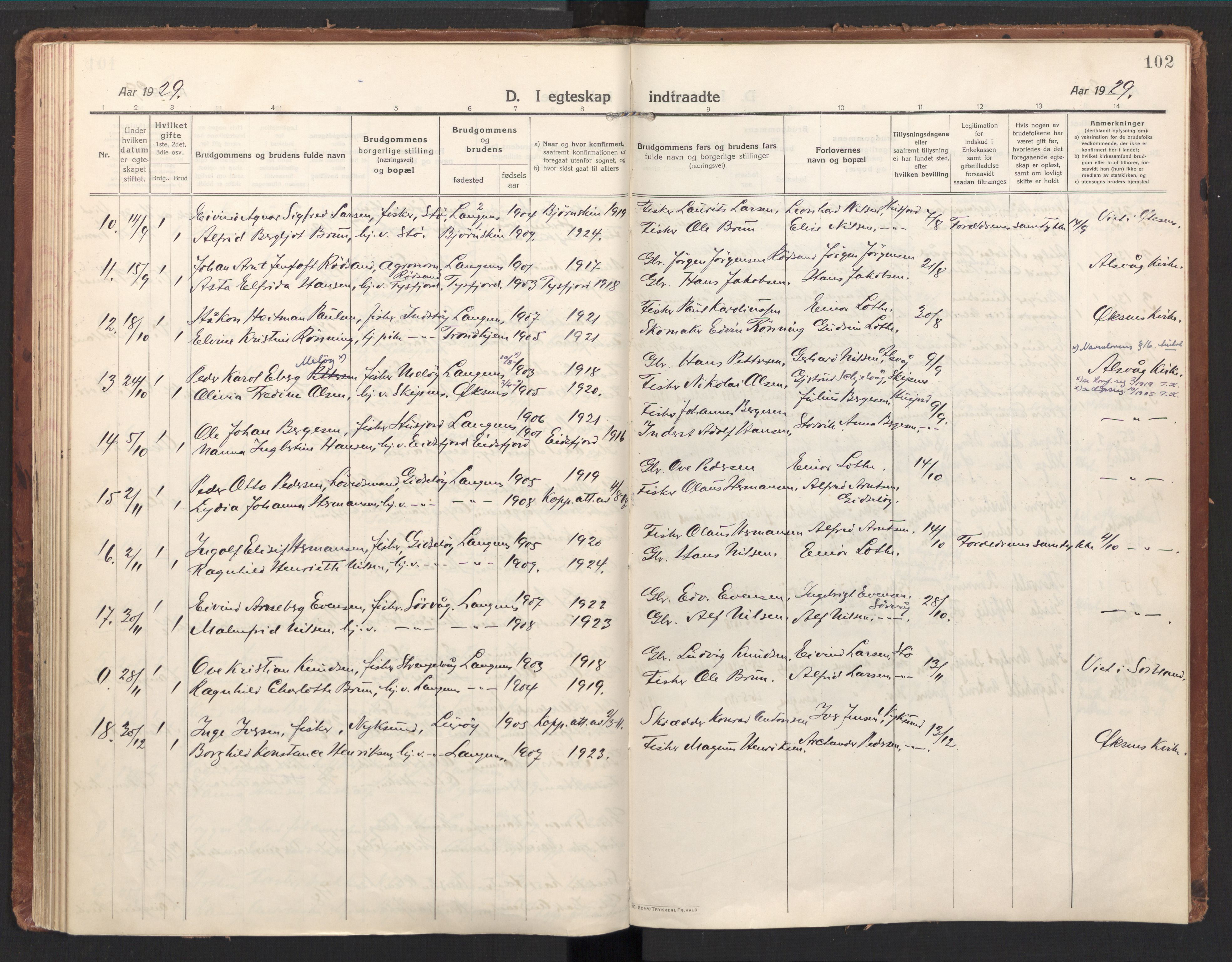 Ministerialprotokoller, klokkerbøker og fødselsregistre - Nordland, AV/SAT-A-1459/894/L1357: Ministerialbok nr. 894A03, 1913-1934, s. 102