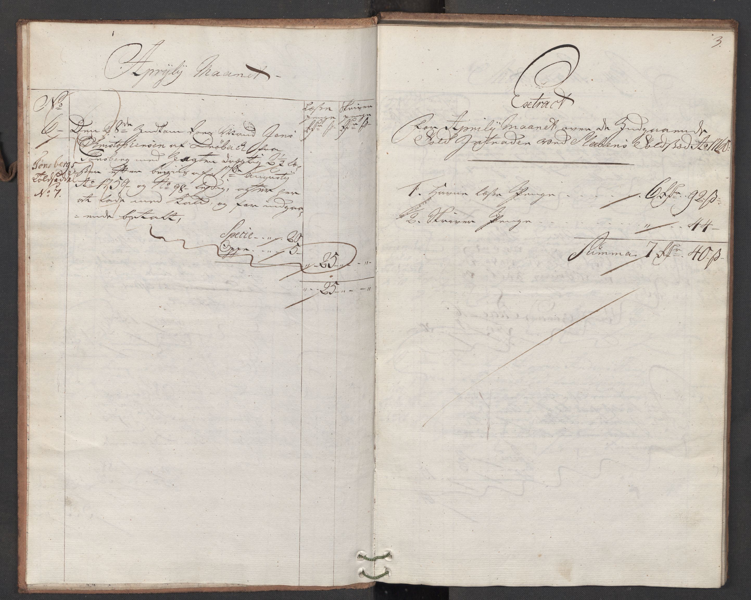 Generaltollkammeret, tollregnskaper, AV/RA-EA-5490/R06/L0054b/0001: Tollregnskaper Kristiania / Inngående hovedtollbok Slependen, 1760