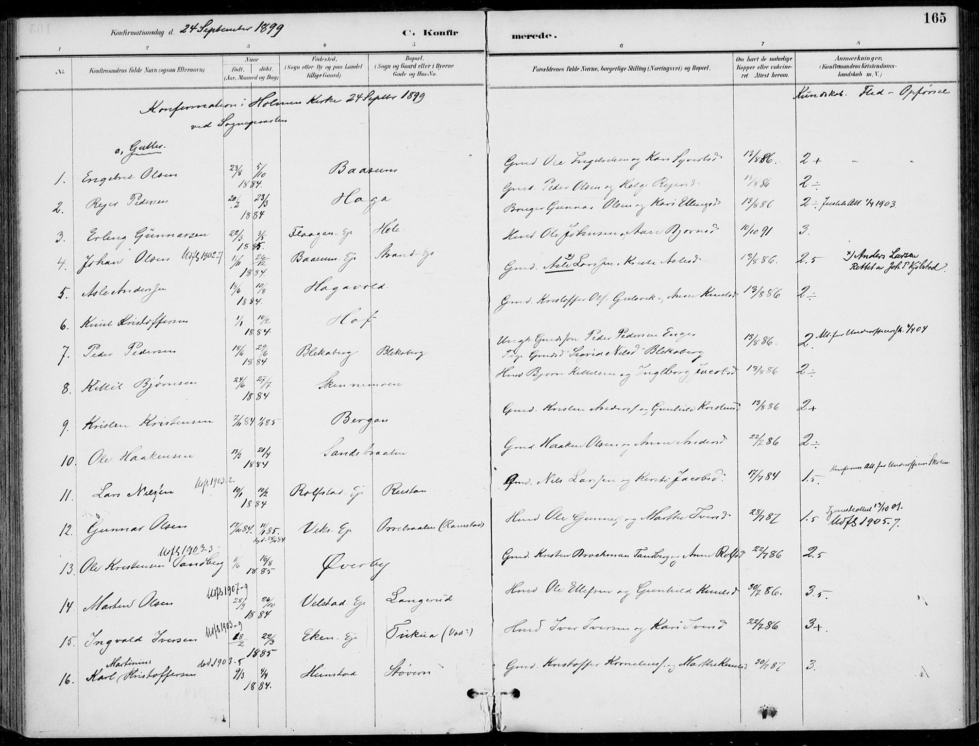 Sigdal kirkebøker, AV/SAKO-A-245/F/Fb/L0001: Ministerialbok nr. II 1, 1888-1900, s. 165